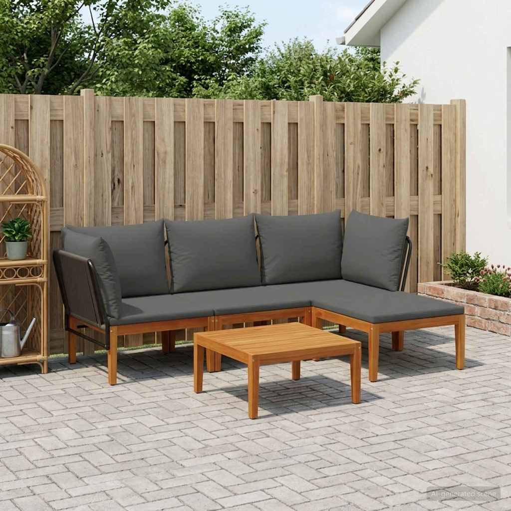 vidaXL 6 pcs Massief acaciahout & touw Naturel