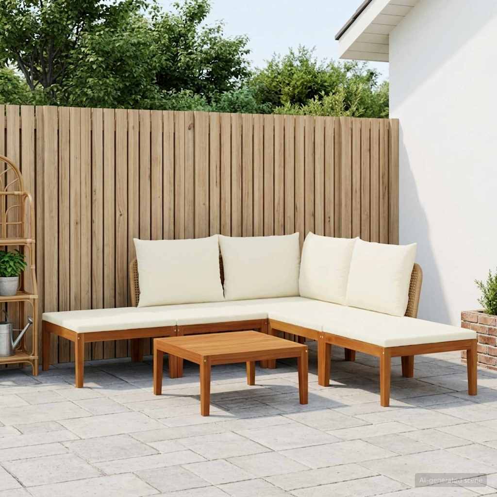 vidaXL 6 pcs Massief acaciahout & touw Naturel