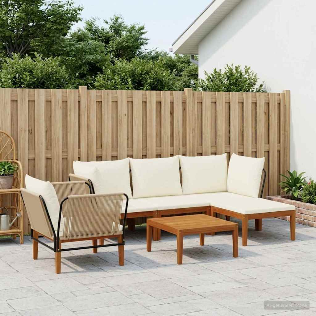 vidaXL 6 pcs Massief acaciahout & touw Naturel