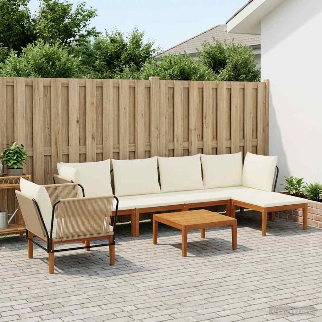 vidaXL 6 pcs Massief acaciahout & touw Naturel