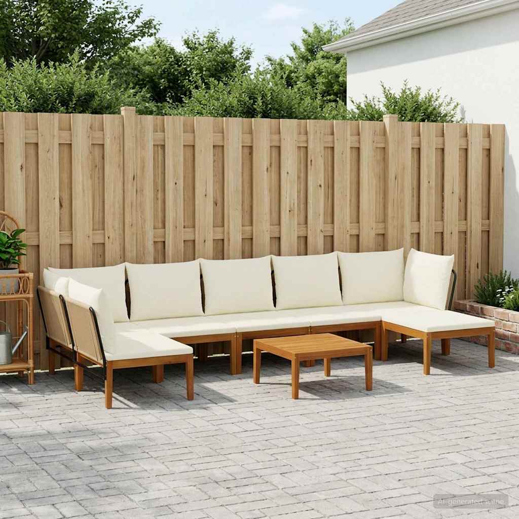 vidaXL 6 pcs Massief acaciahout & touw Naturel