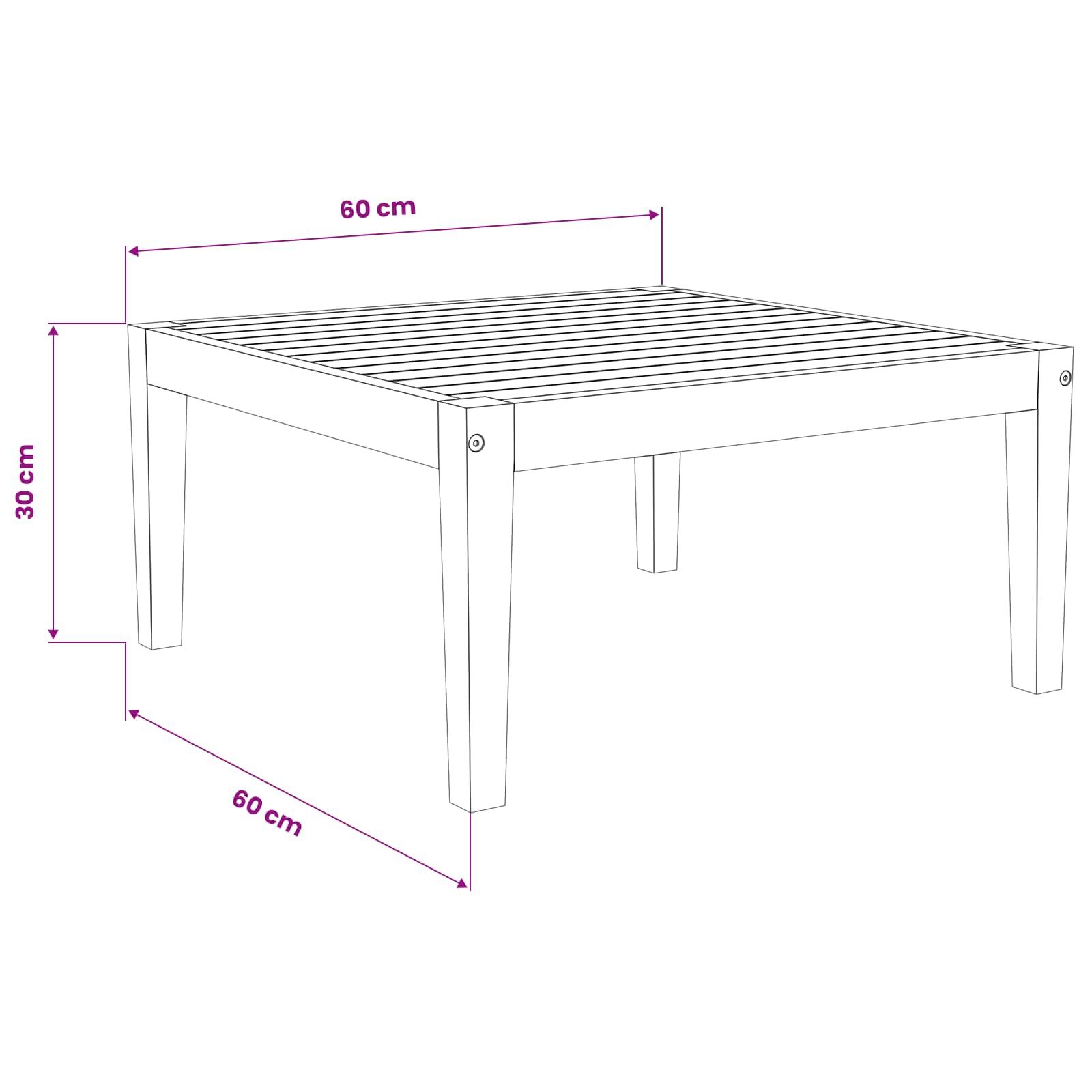vidaXL Tafel Massief Acaciahout Naturel 60 x 60 x 30 cm