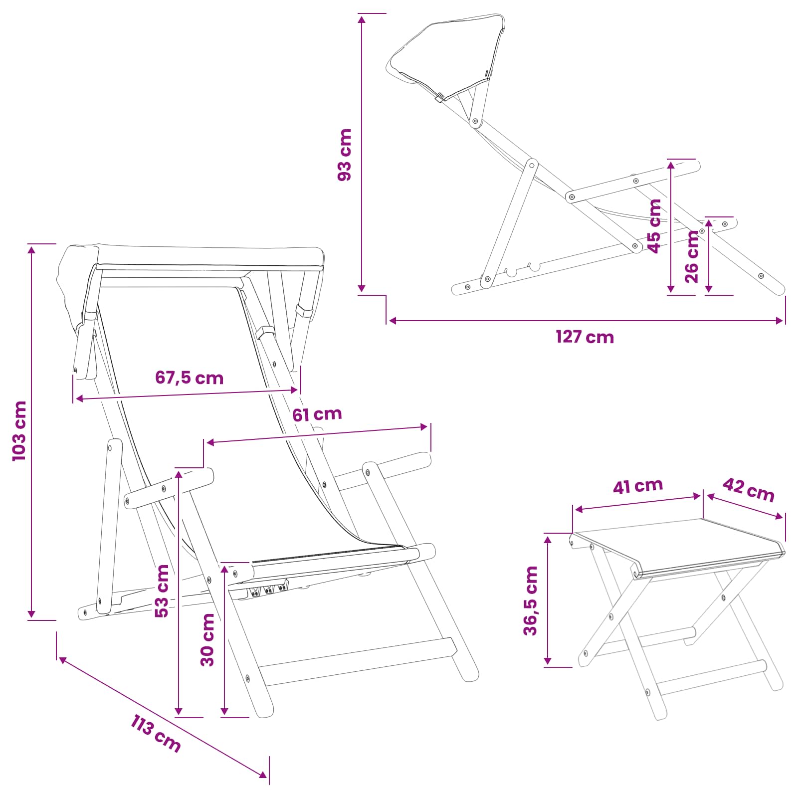 vidaXL Ligstoel 4 pcs 3 Positie massief eucalyptushout Meerkleurig