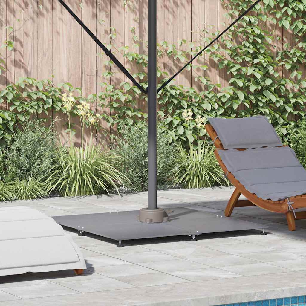 vidaXL Parasolvoet Donkergrijze houtlook 100 x 100 x 4 cm Staal
