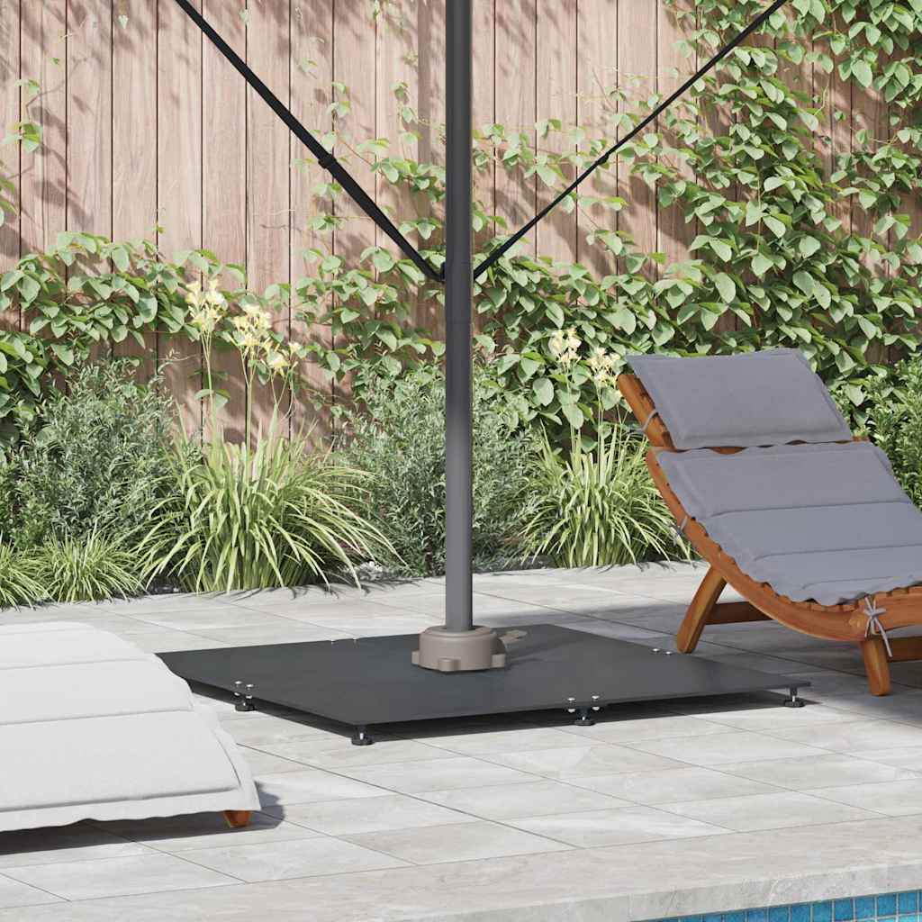 vidaXL Parasolvoet Donkergrijze houtlook 100 x 100 x 4 cm Staal