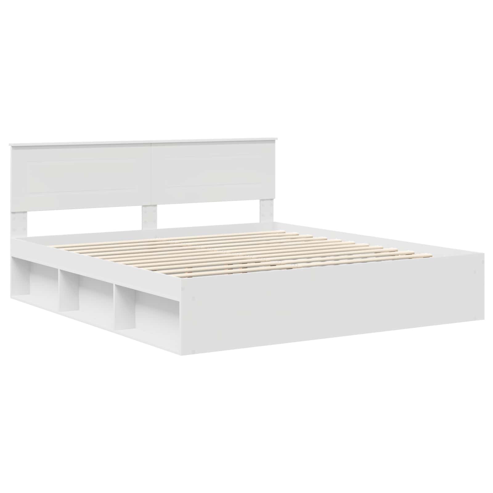 vidaXL Bedframe met hoofdeinde Beton 200 x 200 cm Bewerkt hout