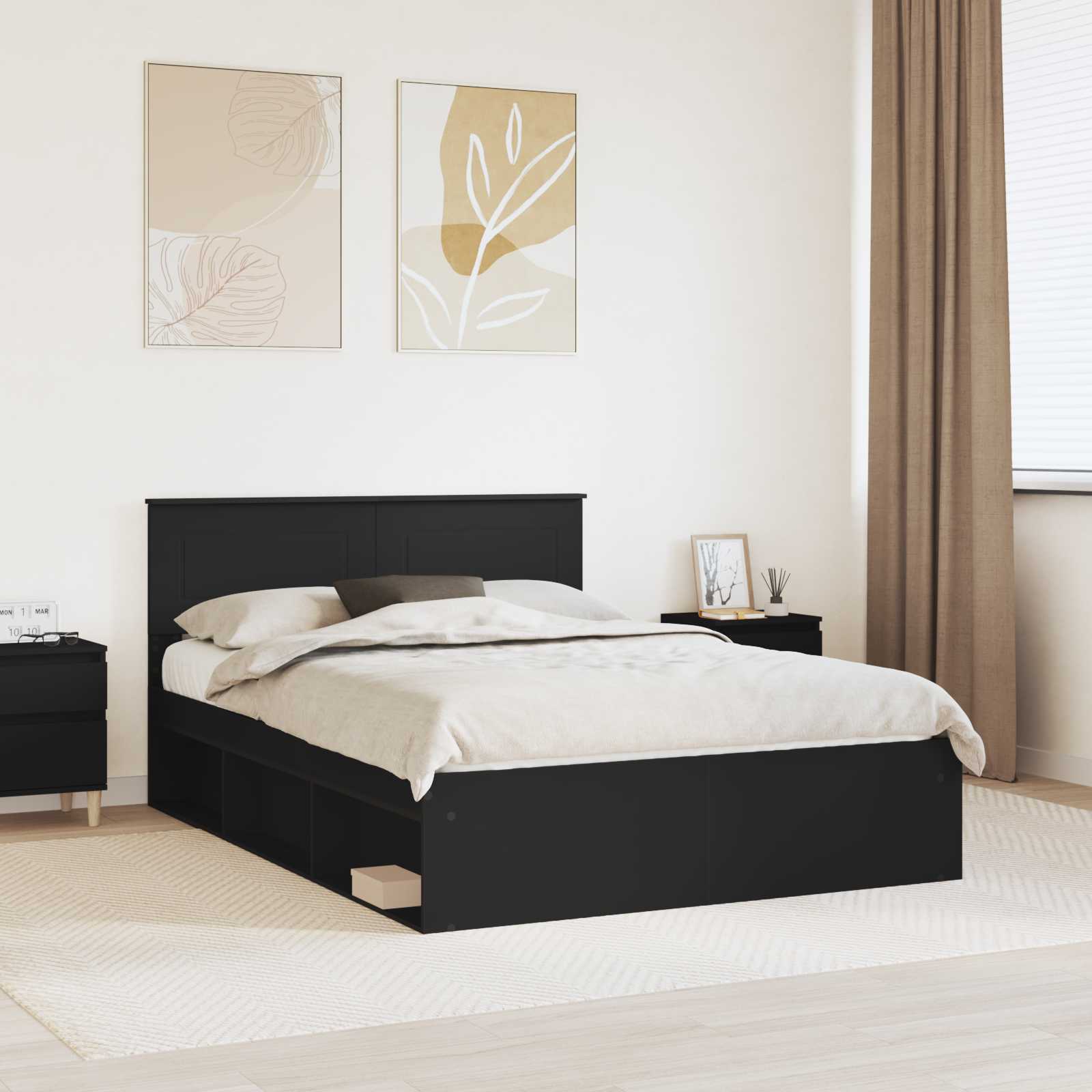 vidaXL Bedframe met hoofdeinde Beton 200 x 200 cm Bewerkt hout