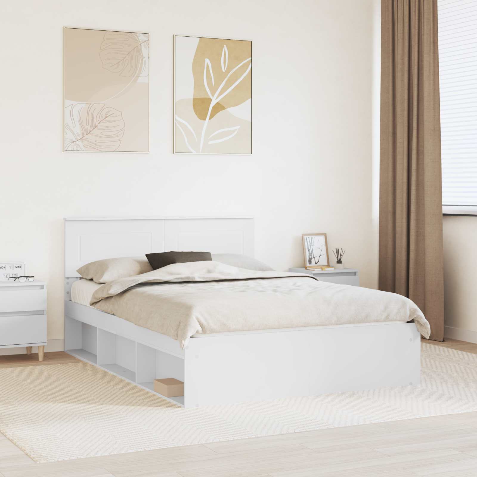 vidaXL Bedframe met hoofdeinde Beton 200 x 200 cm Bewerkt hout
