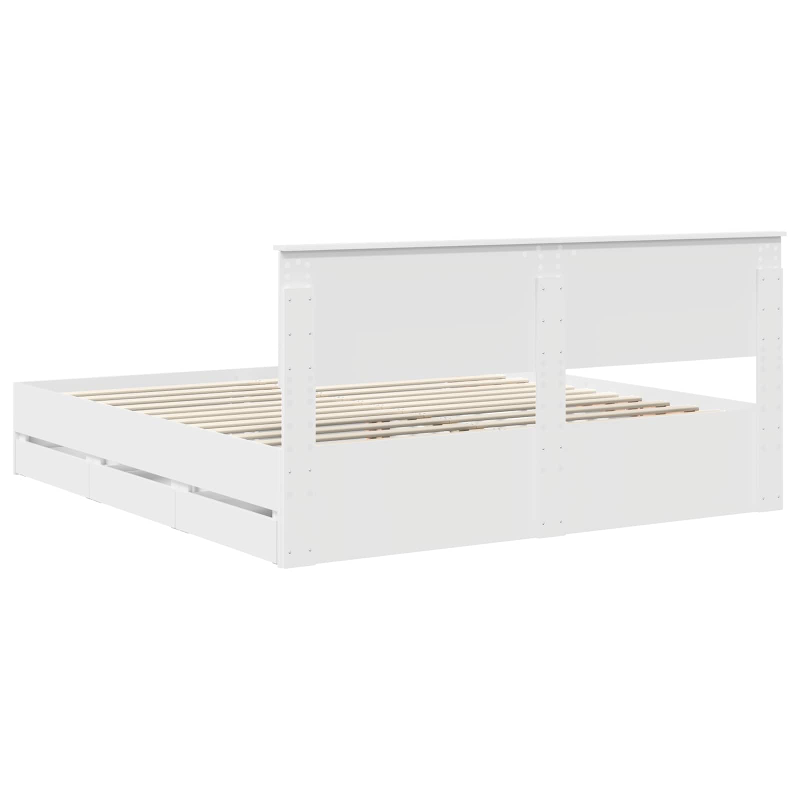 vidaXL Bedframe met lade met opslag Wit 200 x 200 cm Ingenieurshout
