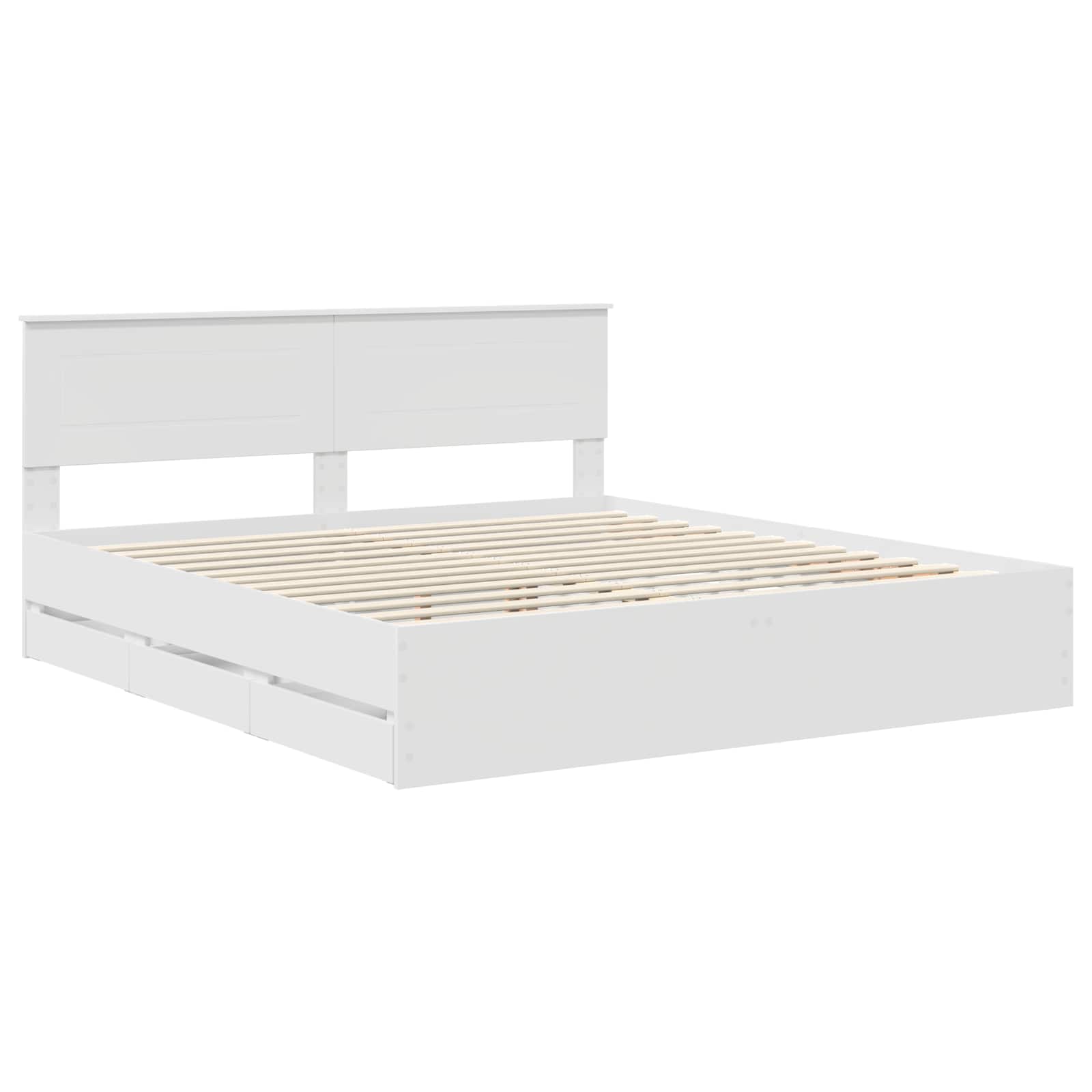 vidaXL Bedframe met lade met opslag Wit 200 x 200 cm Ingenieurshout