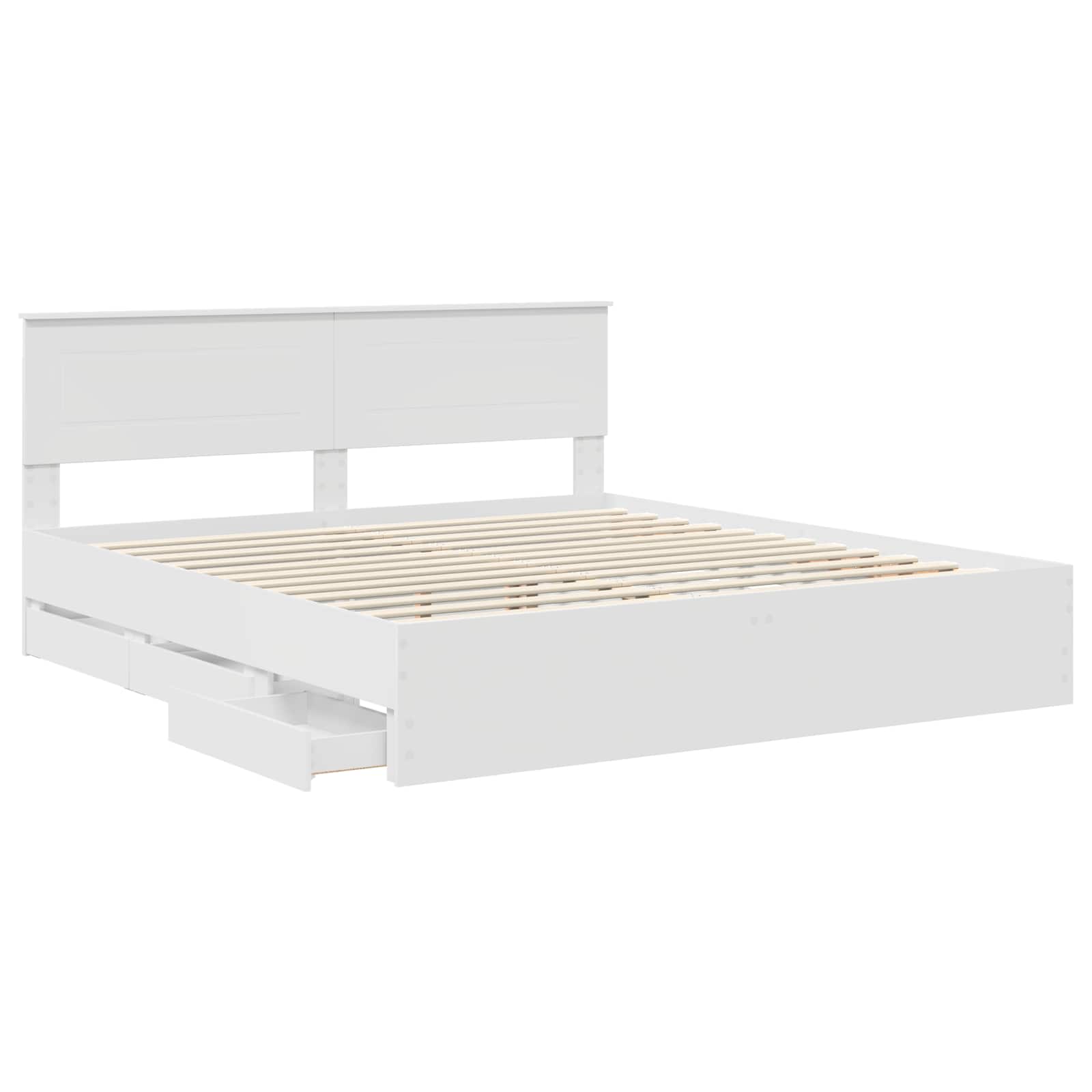 vidaXL Bedframe met lade met opslag Wit 200 x 200 cm Ingenieurshout