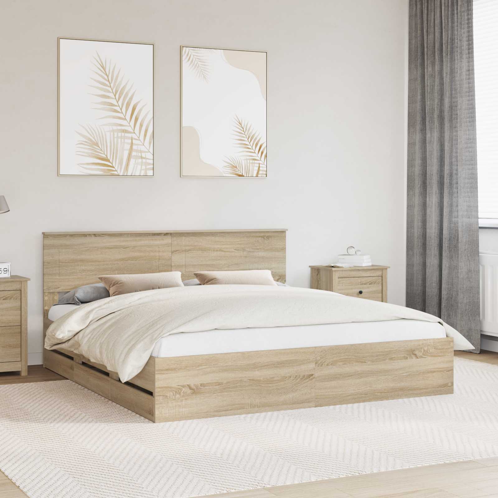 vidaXL Bedframe met lade met opslag Wit 200 x 200 cm Ingenieurshout