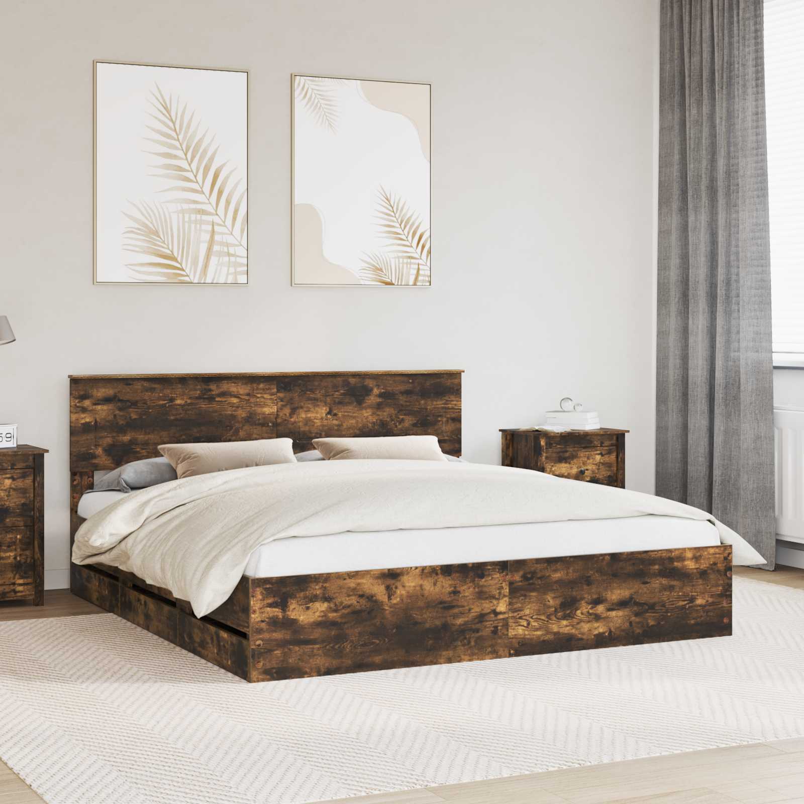 vidaXL Bedframe met lade met opslag Wit 200 x 200 cm Ingenieurshout