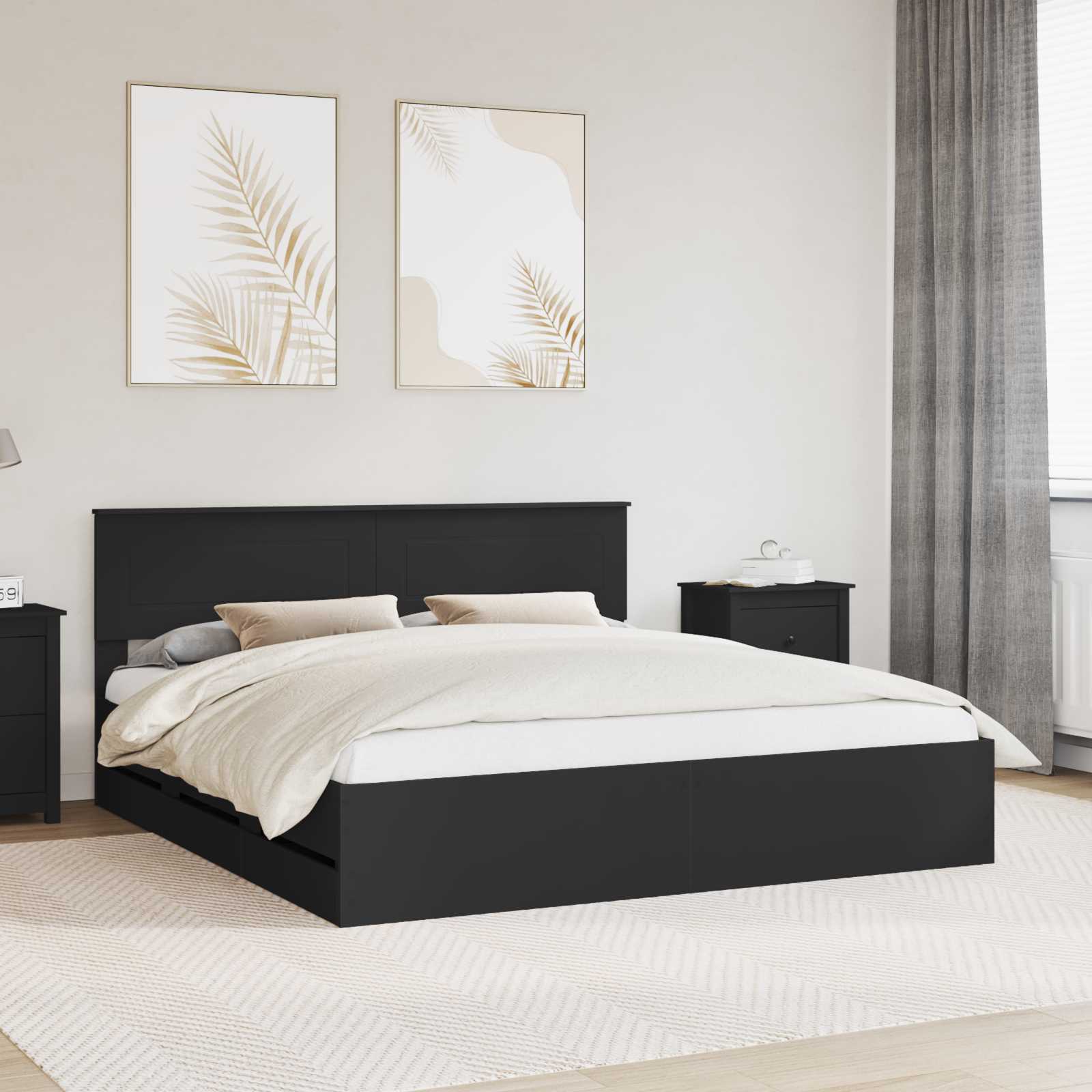 vidaXL Bedframe met lade met opslag Wit 200 x 200 cm Ingenieurshout