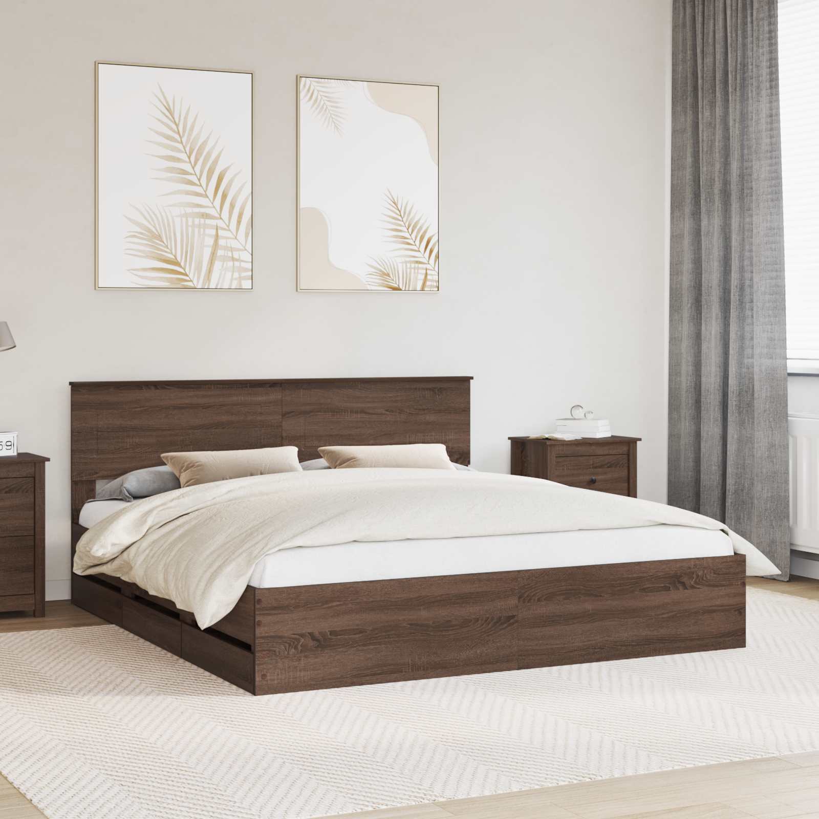 vidaXL Bedframe met lade met opslag Wit 200 x 200 cm Ingenieurshout