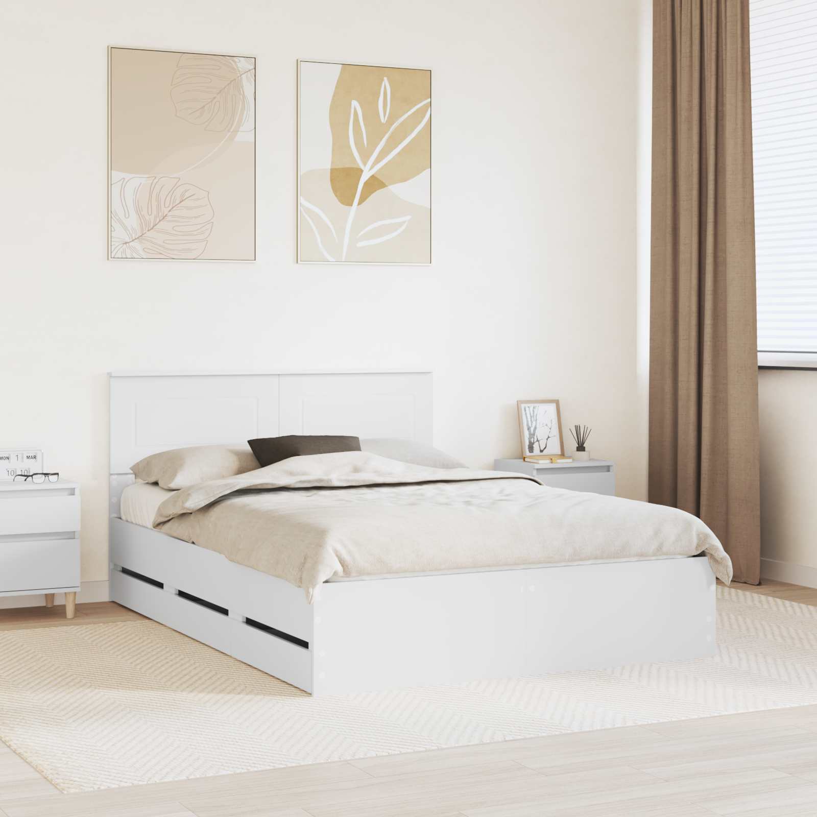 vidaXL Bedframe met lade met opslag Wit 200 x 200 cm Ingenieurshout