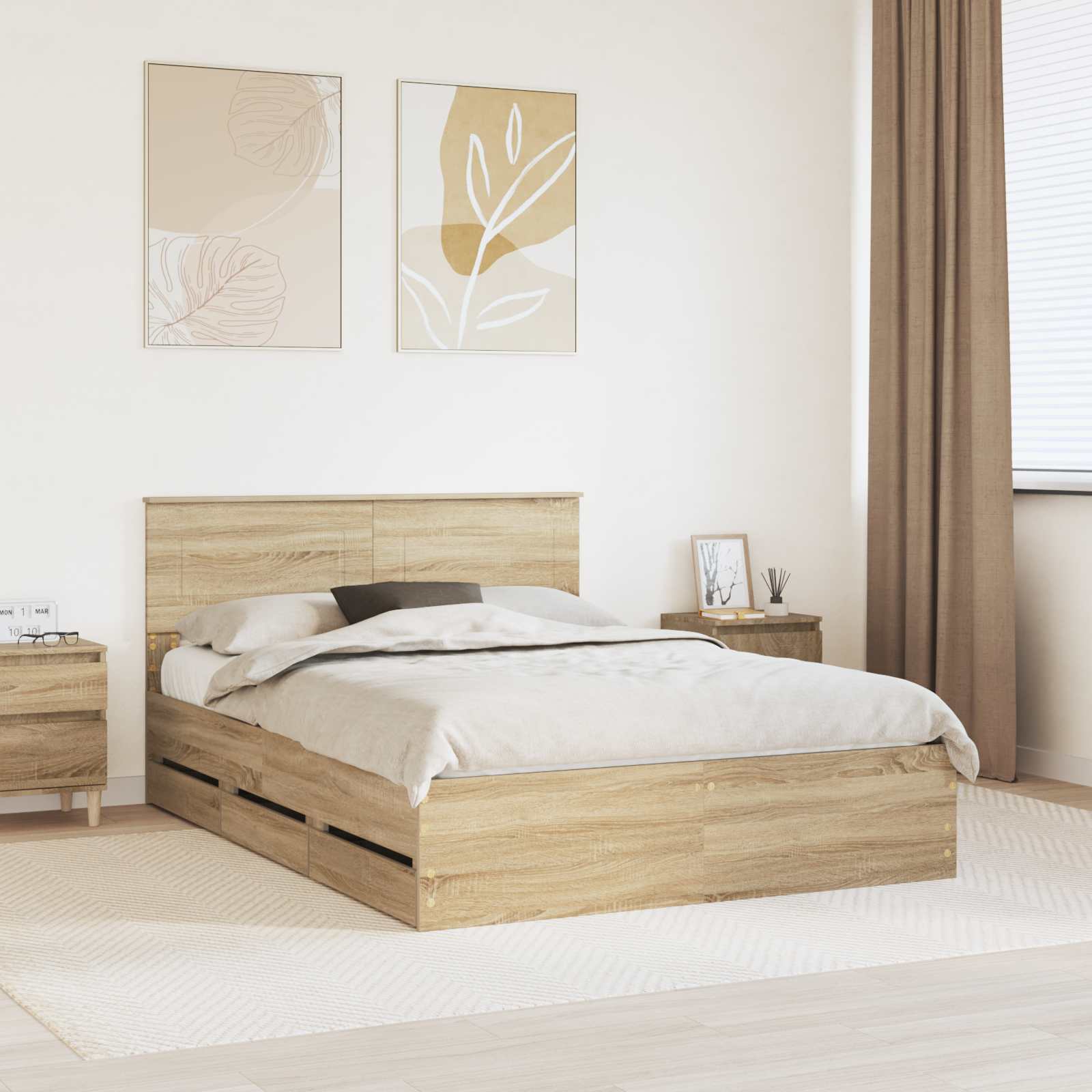 vidaXL Bedframe met lade met opslag Wit 200 x 200 cm Ingenieurshout