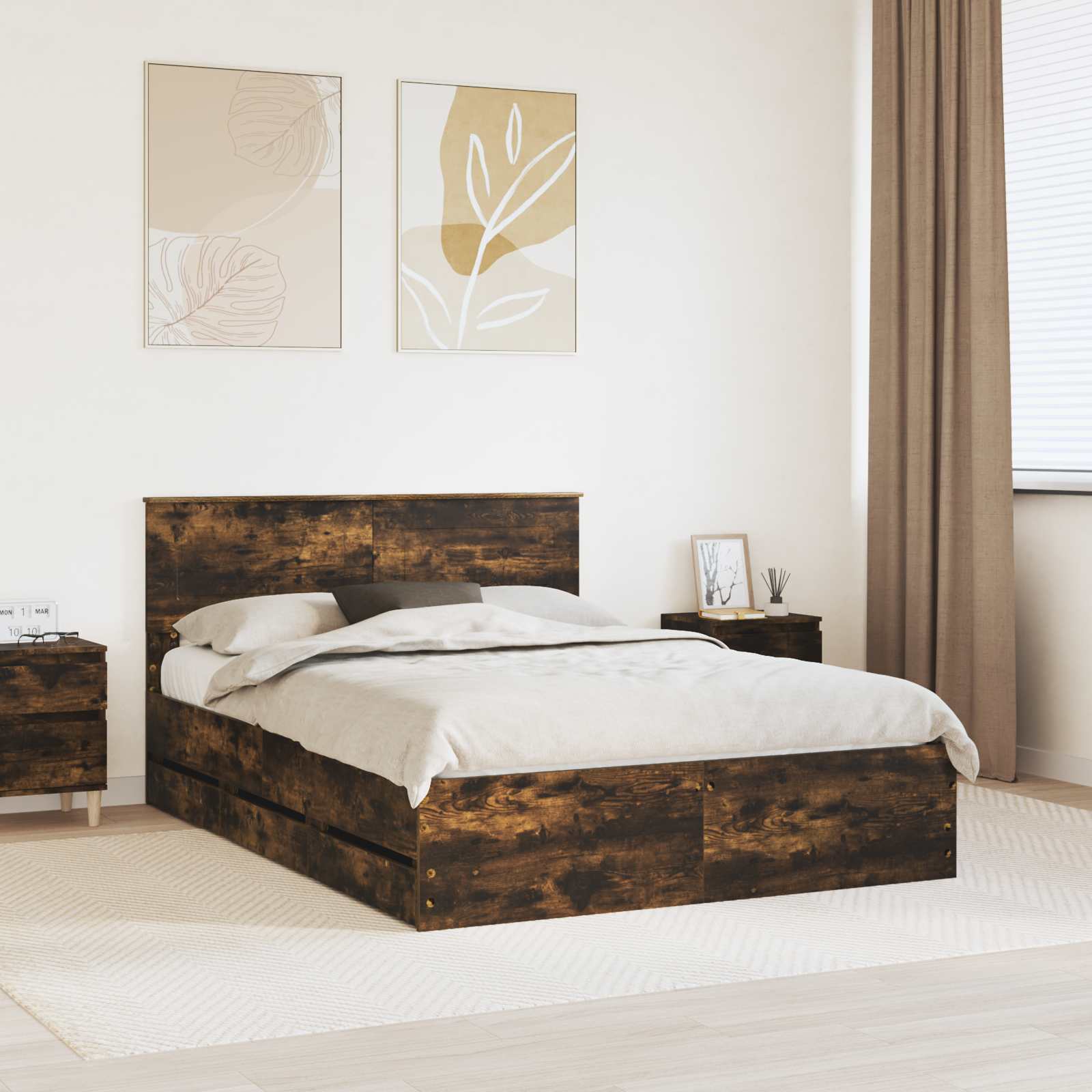 vidaXL Bedframe met lade met opslag Wit 200 x 200 cm Ingenieurshout