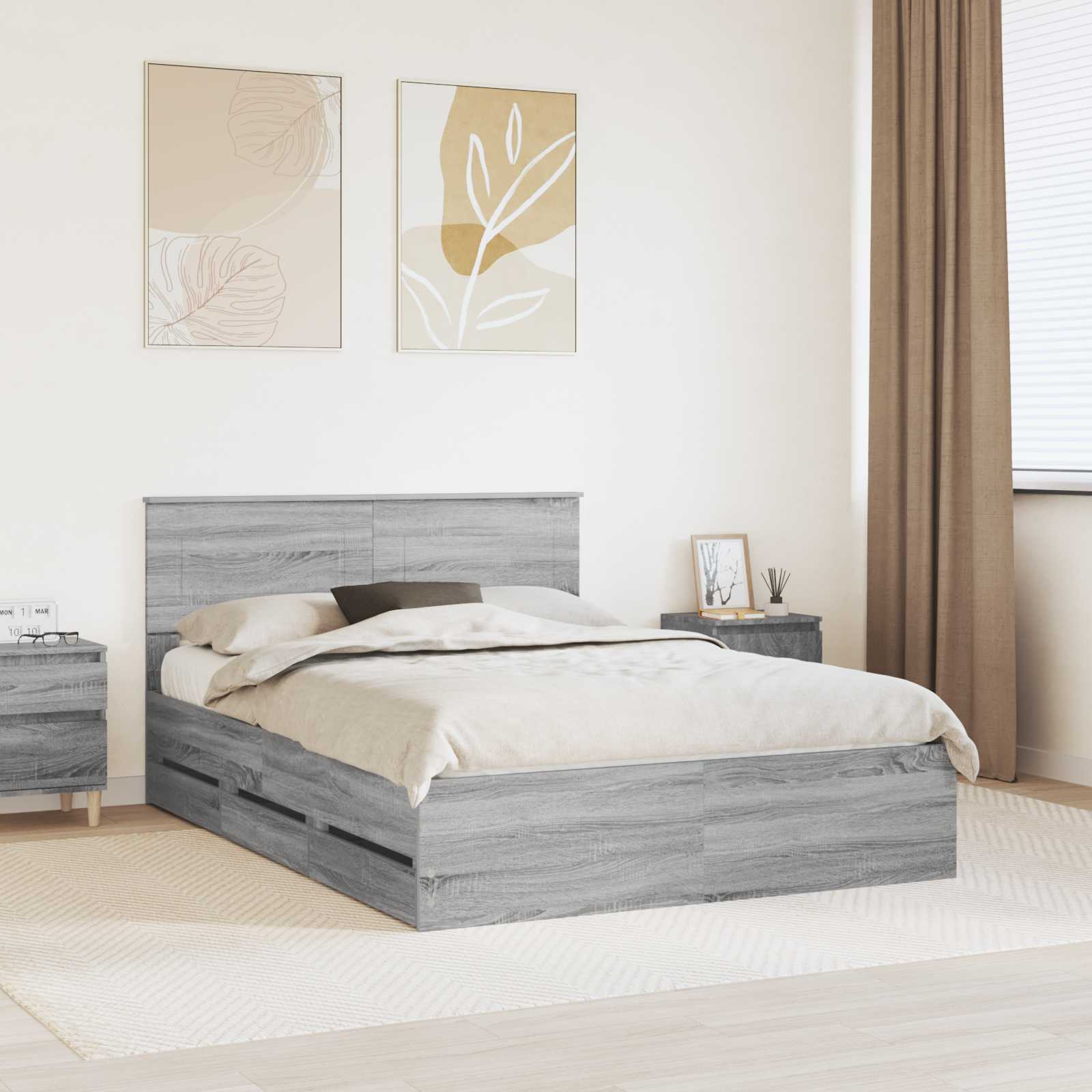 vidaXL Bedframe met lade met opslag Wit 200 x 200 cm Ingenieurshout