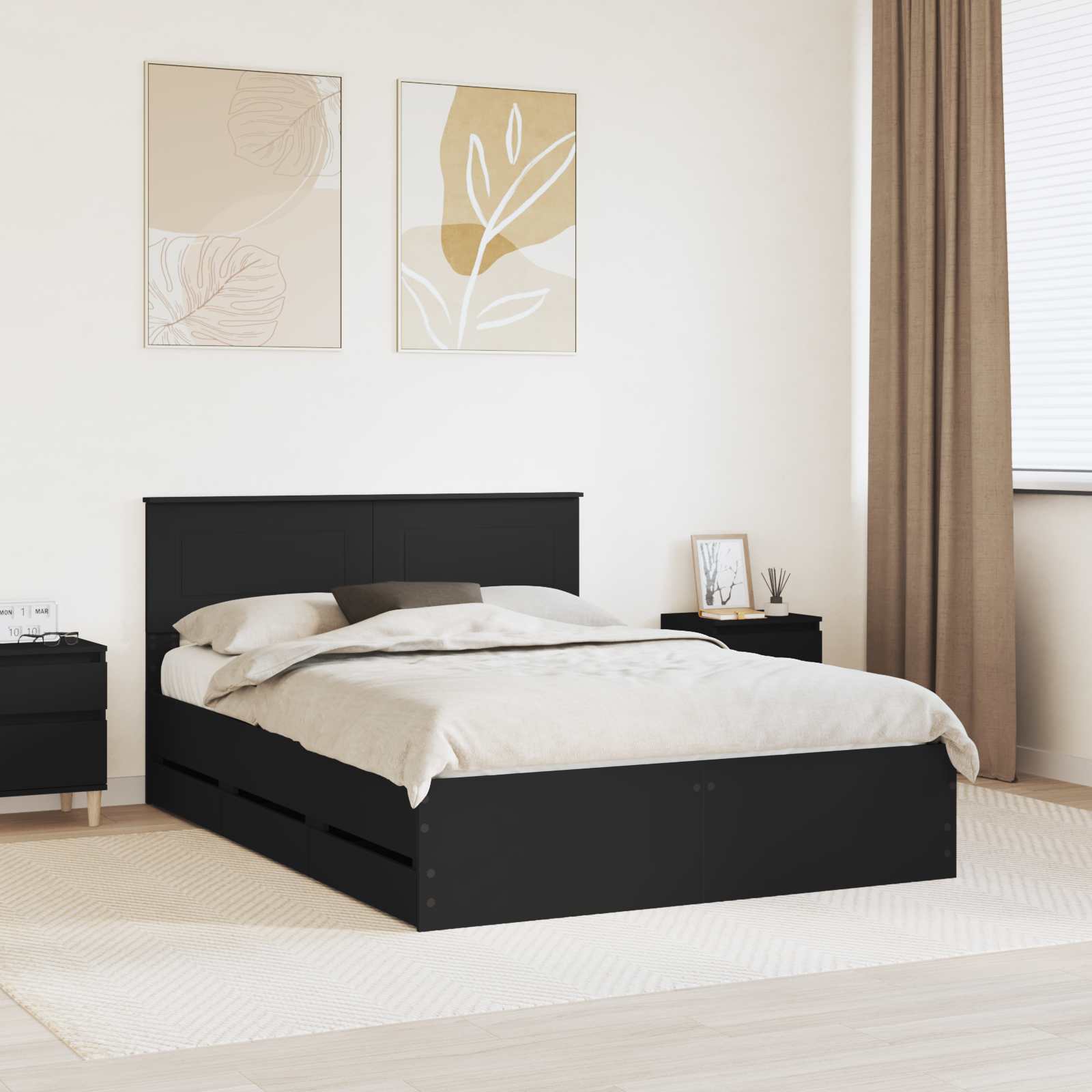 vidaXL Bedframe met lade met opslag Wit 200 x 200 cm Ingenieurshout