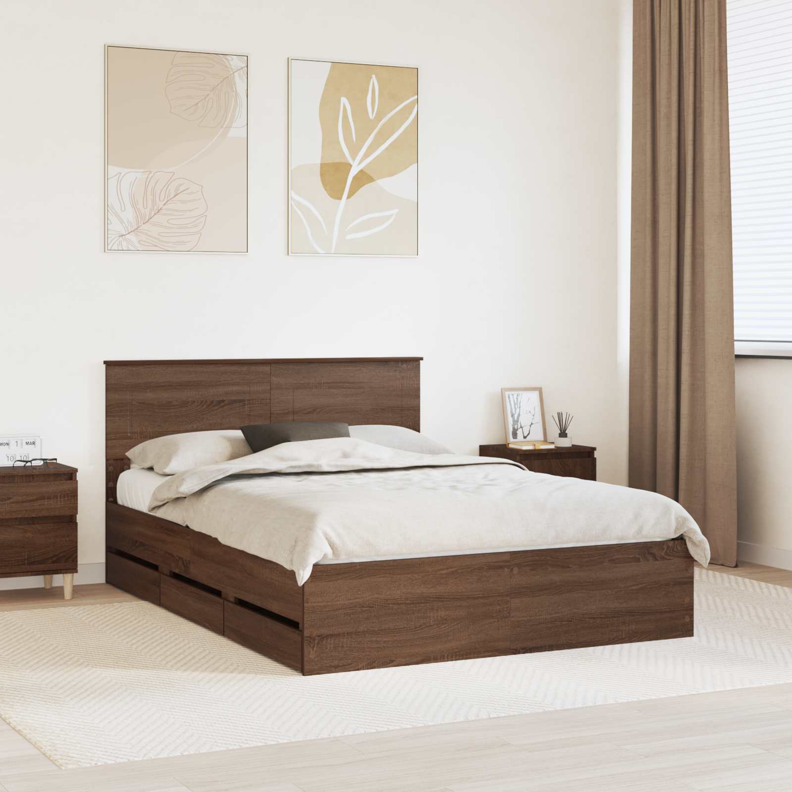 vidaXL Bedframe met lade met opslag Wit 200 x 200 cm Ingenieurshout