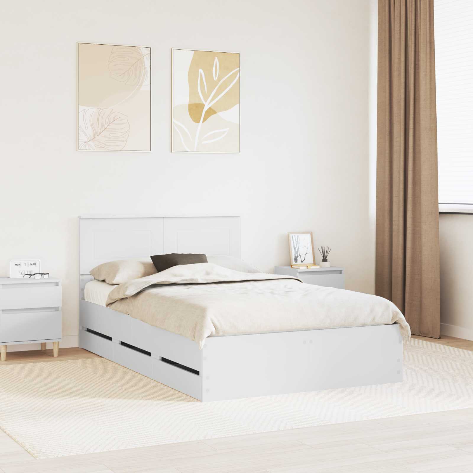 vidaXL Bedframe met lade met opslag Wit 200 x 200 cm Ingenieurshout