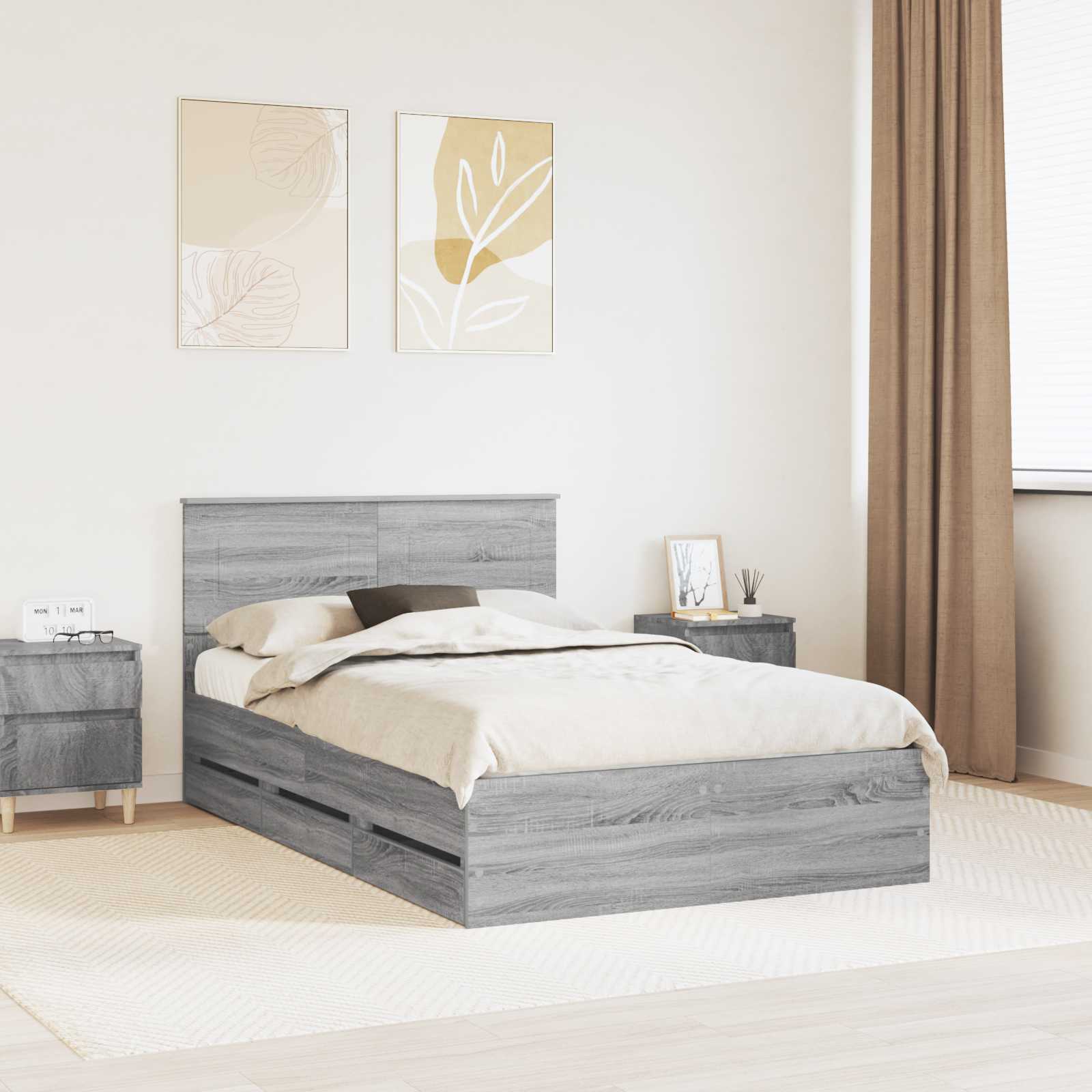 vidaXL Bedframe met lade met opslag Wit 200 x 200 cm Ingenieurshout