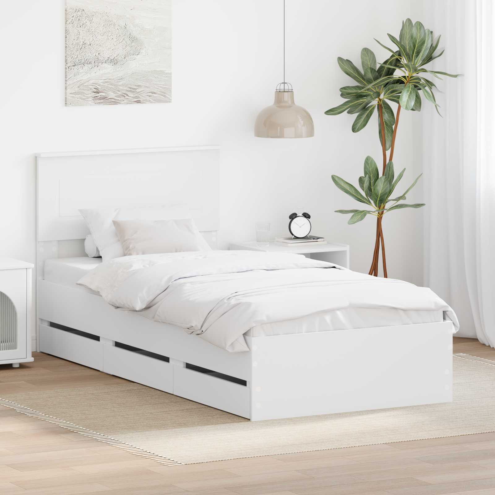 vidaXL Bedframe met lade met opslag Wit 200 x 200 cm Ingenieurshout