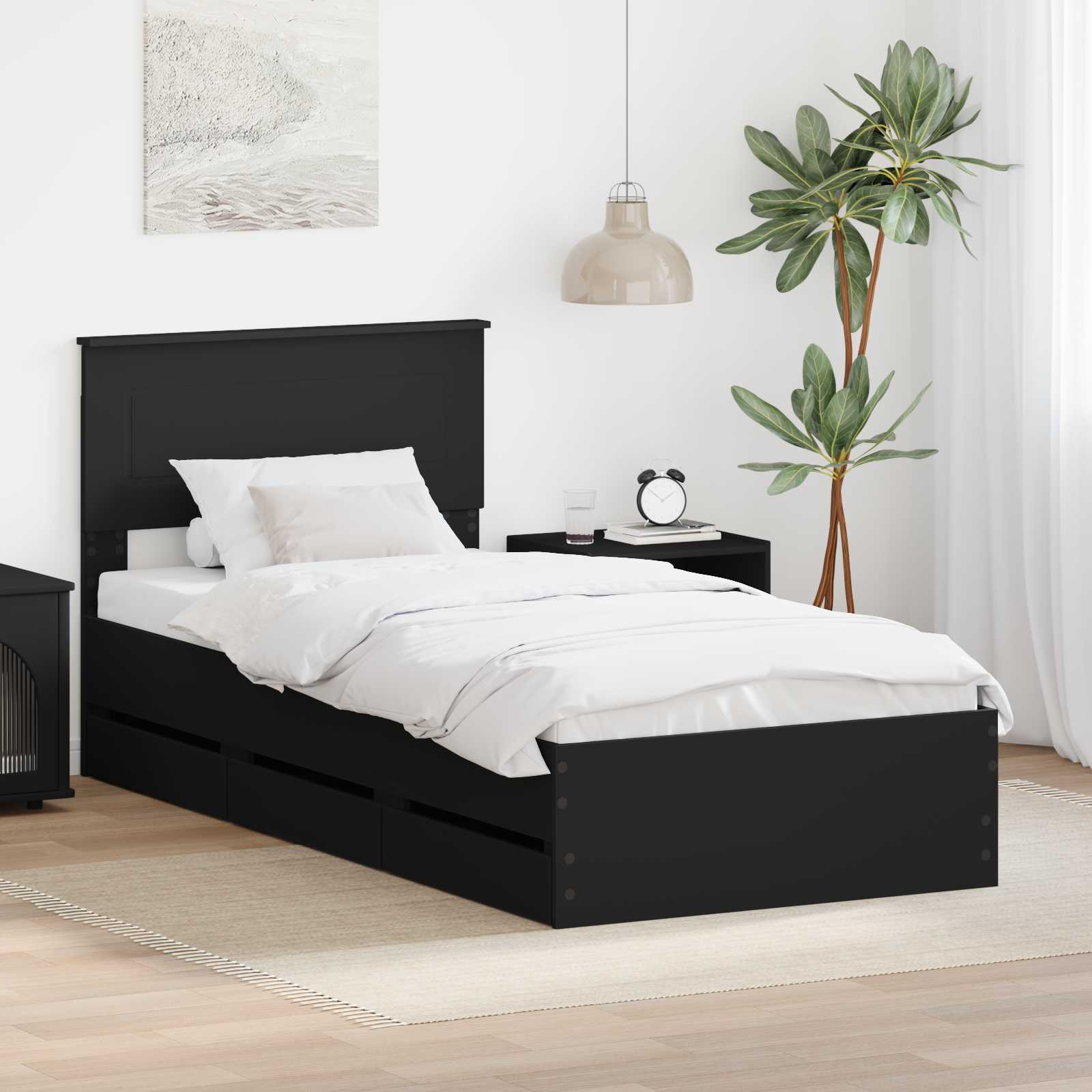 vidaXL Bedframe met lade met opslag Wit 200 x 200 cm Ingenieurshout