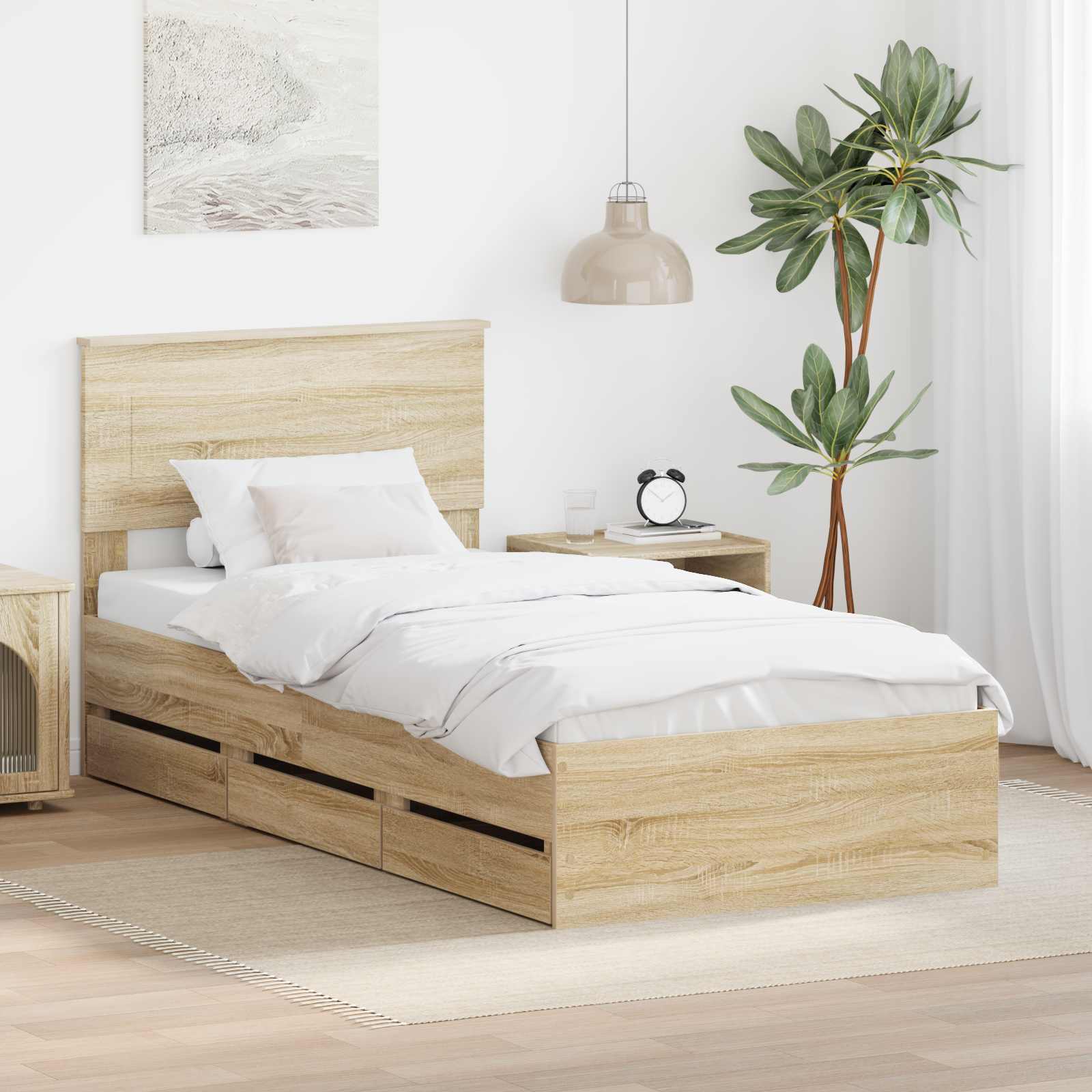 vidaXL Bedframe met lade met opslag Wit 200 x 200 cm Ingenieurshout
