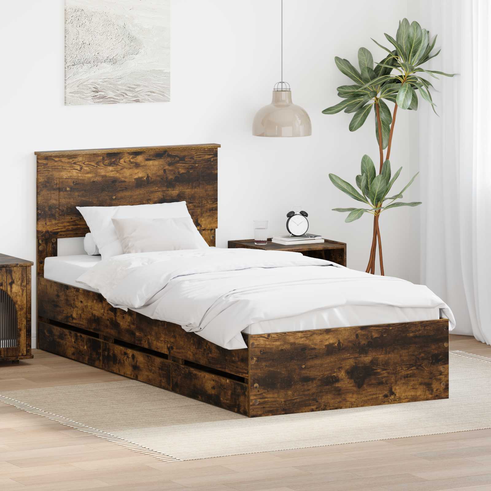 vidaXL Bedframe met lade met opslag Wit 200 x 200 cm Ingenieurshout