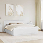 vidaXL Bedframe met LED-striplichten Wit 200 x 200 cm Bewerkt hout