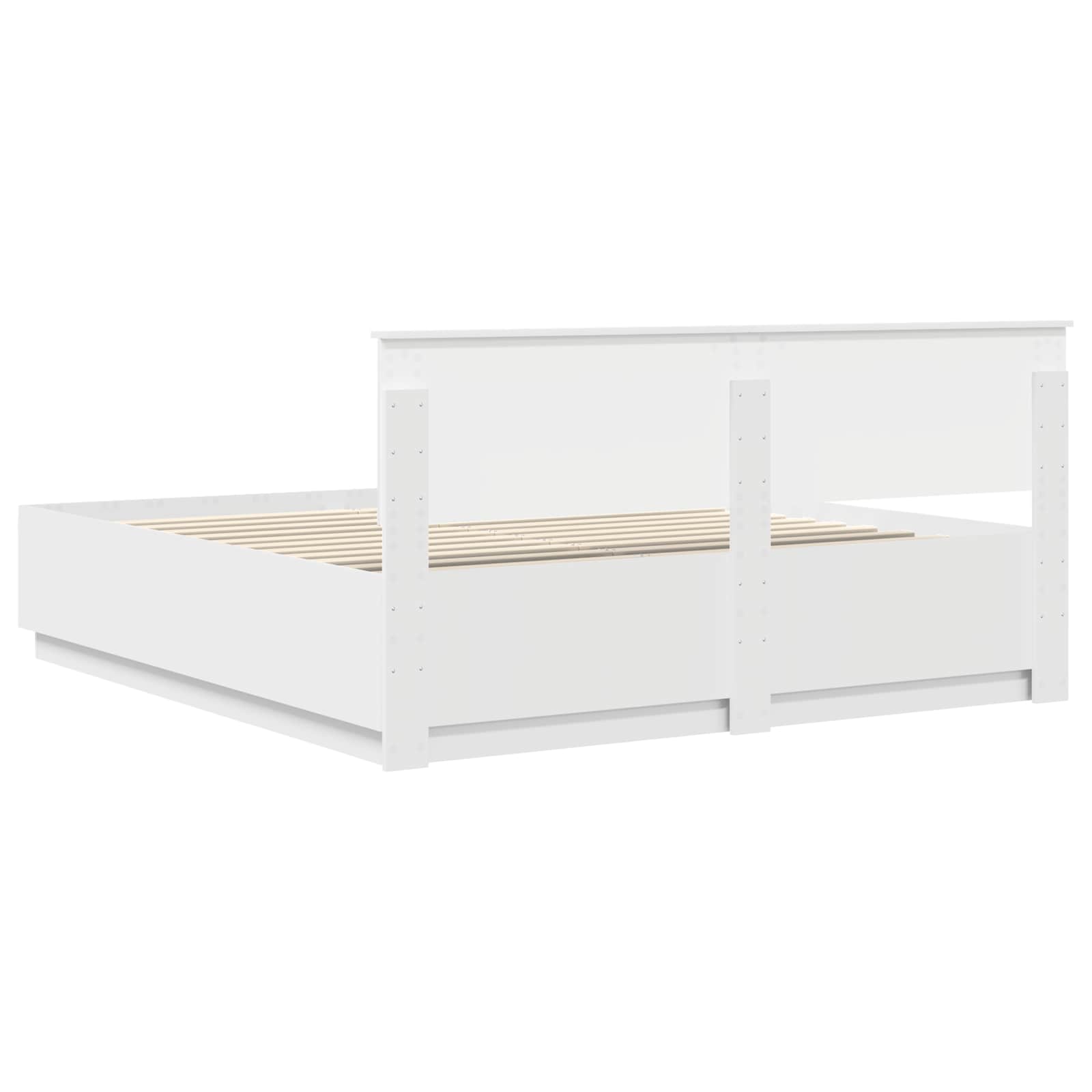 vidaXL Bedframe met LED-striplichten Wit 200 x 200 cm Bewerkt hout
