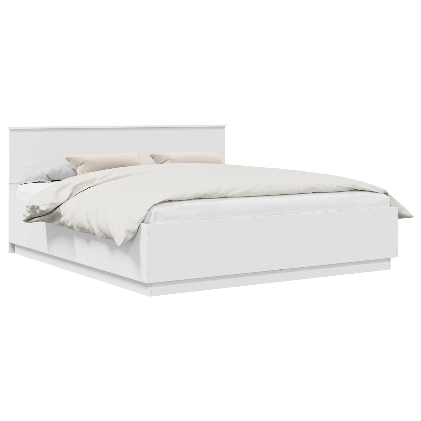 vidaXL Bedframe met LED-striplichten Wit 200 x 200 cm Bewerkt hout