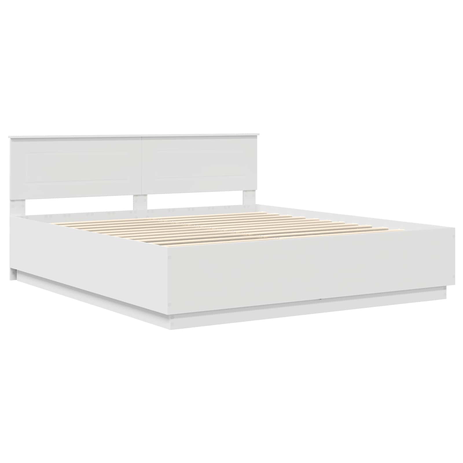vidaXL Bedframe met LED-striplichten Wit 200 x 200 cm Bewerkt hout