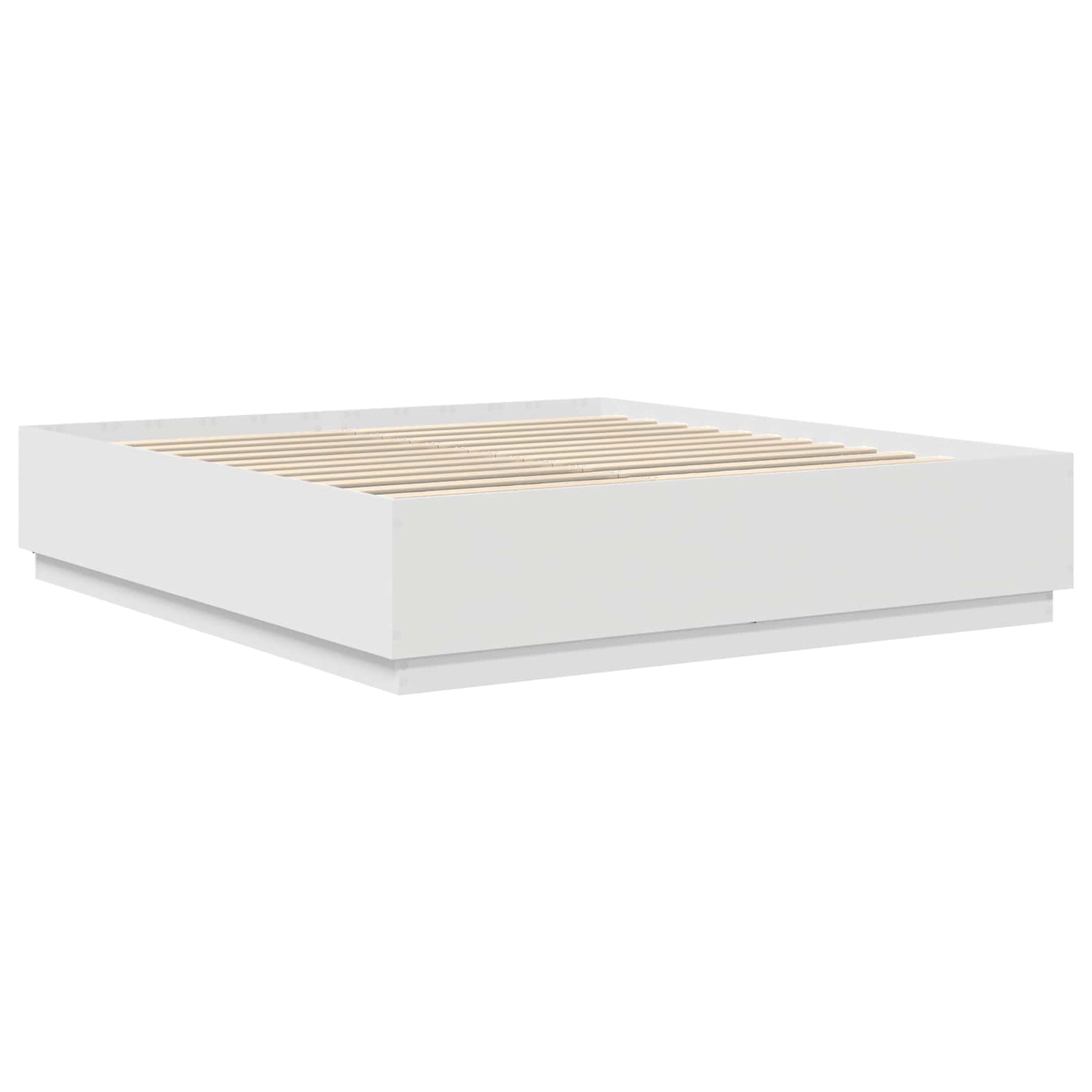vidaXL Bedframe met LED-striplichten Wit 200 x 200 cm Bewerkt hout