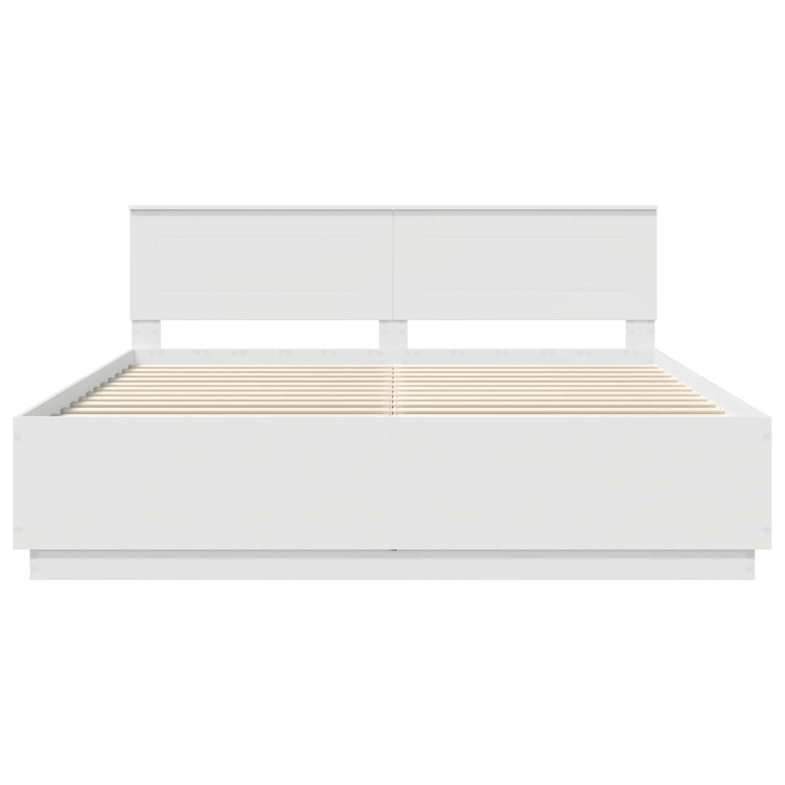 vidaXL Bedframe met LED-striplichten Wit 200 x 200 cm Bewerkt hout