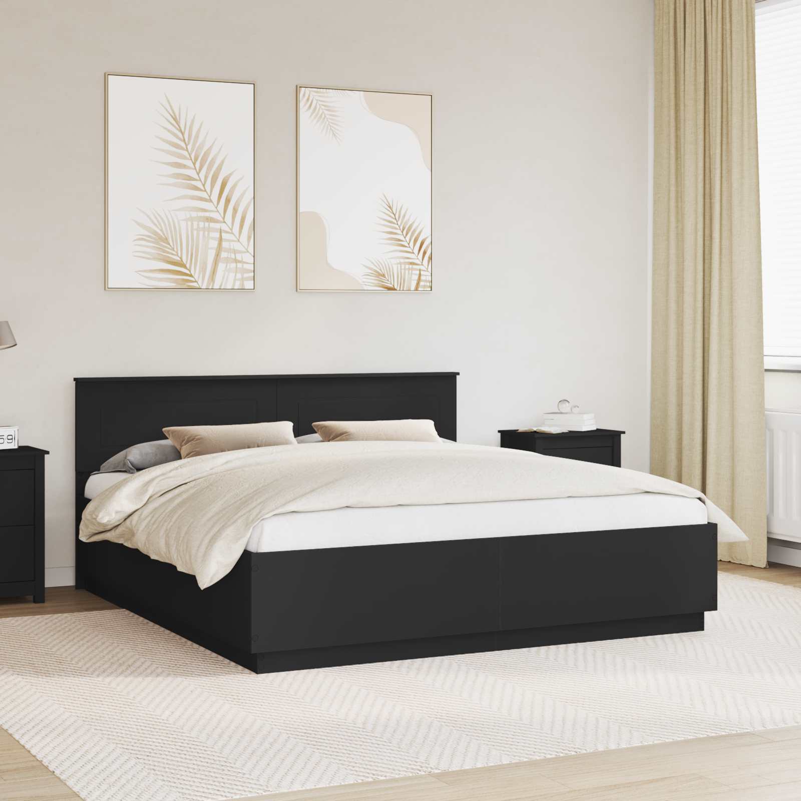 vidaXL Bedframe met LED-striplichten Wit 200 x 200 cm Bewerkt hout