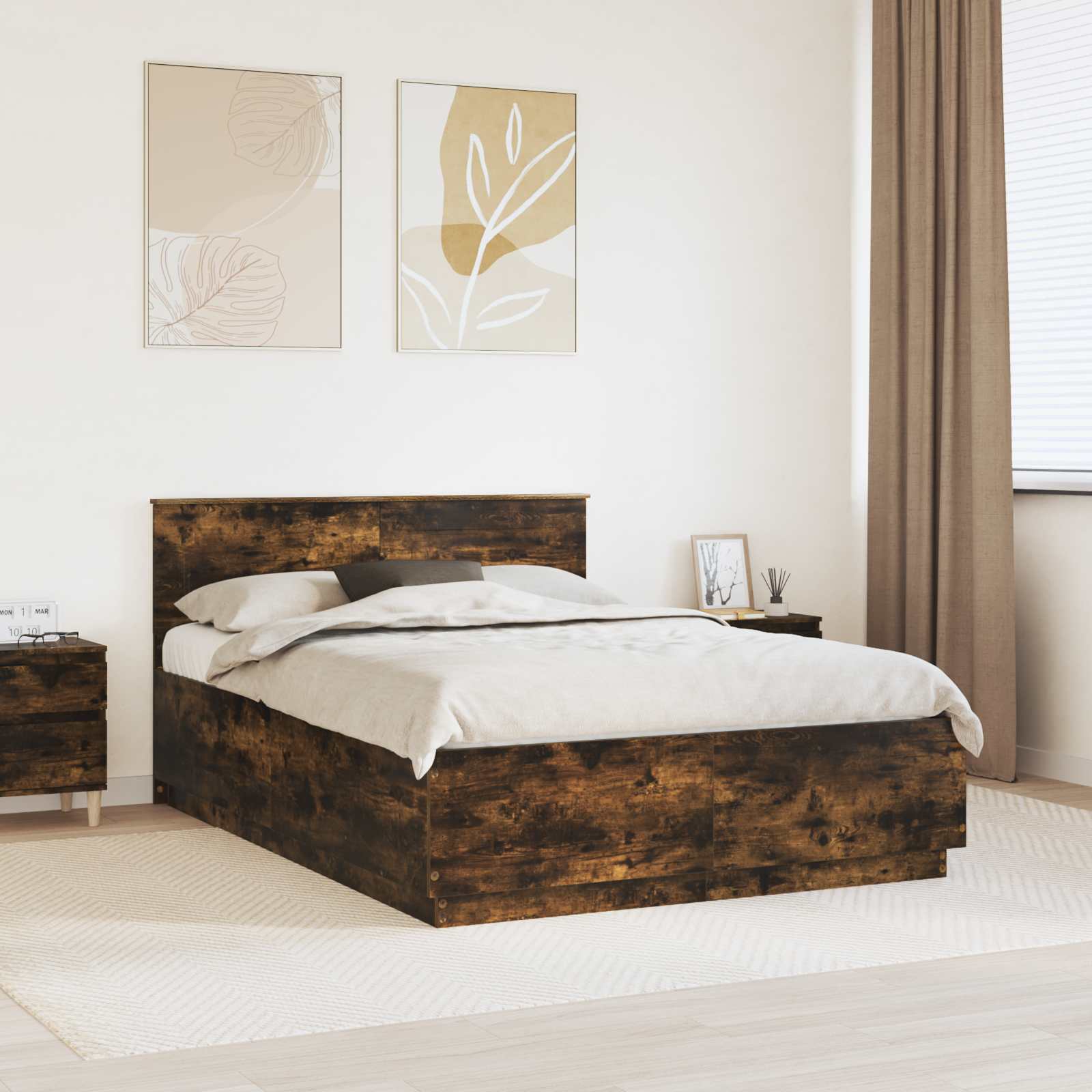 vidaXL Bedframe met LED-striplichten Wit 200 x 200 cm Bewerkt hout