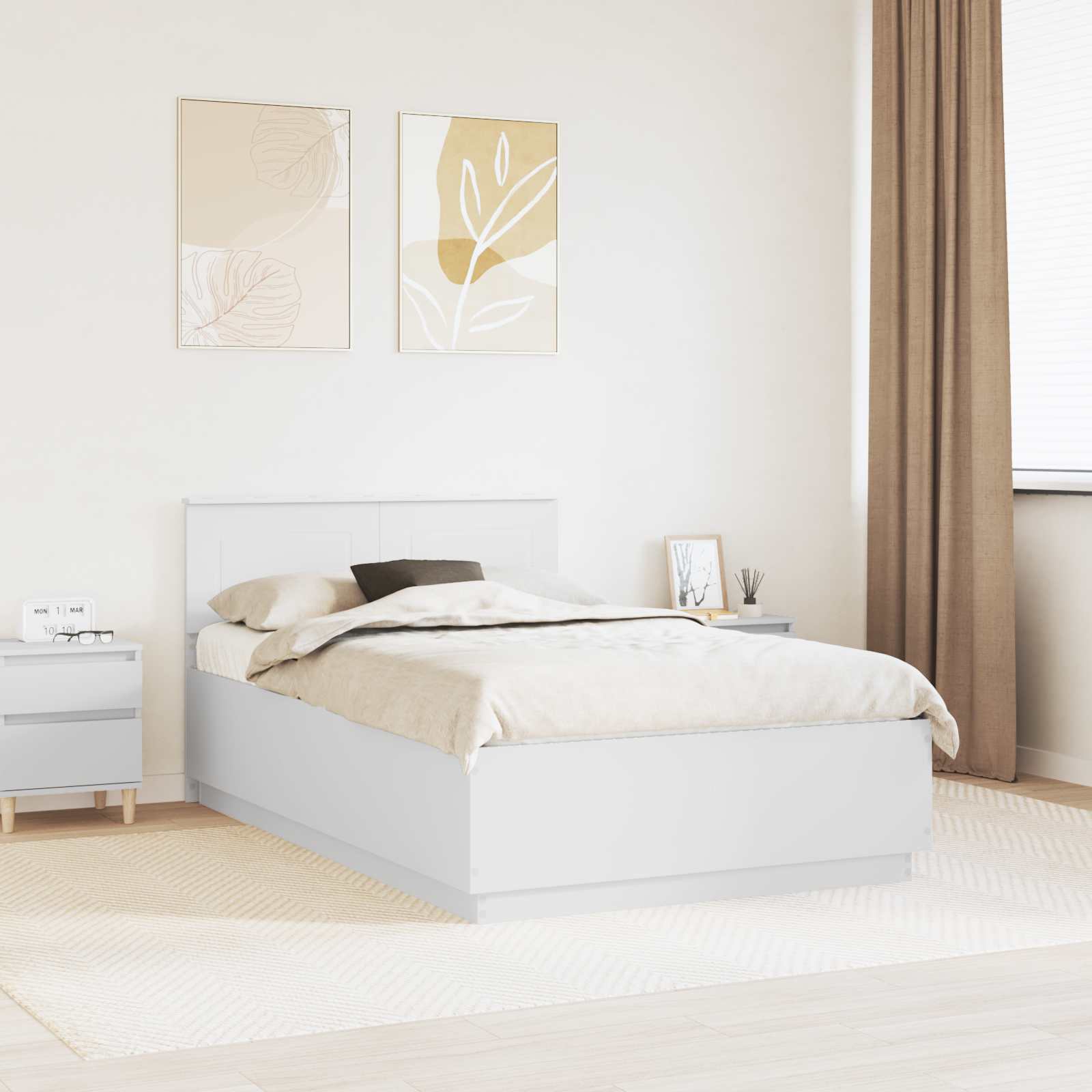 vidaXL Bedframe met LED-striplichten Wit 200 x 200 cm Bewerkt hout