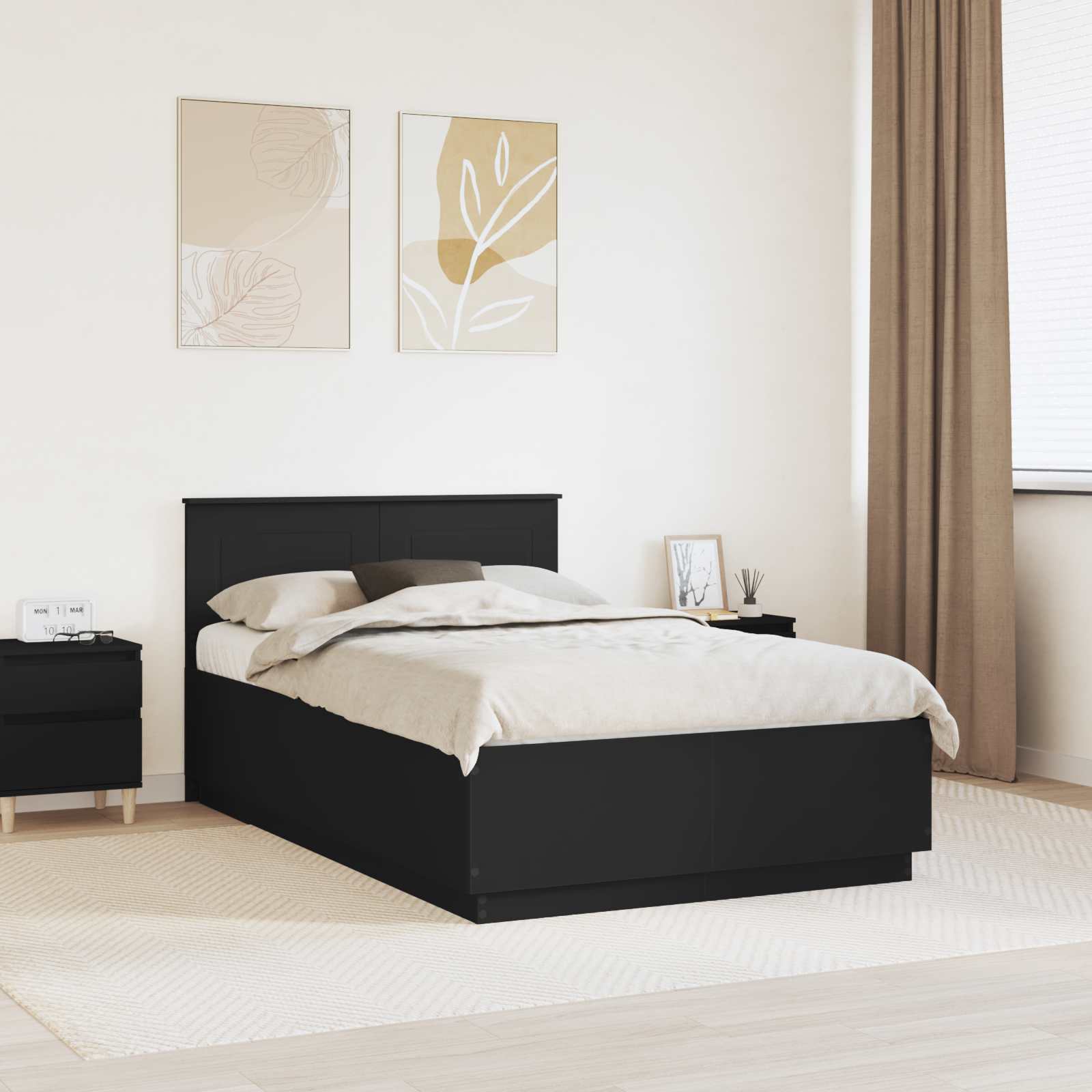 vidaXL Bedframe met LED-striplichten Wit 200 x 200 cm Bewerkt hout