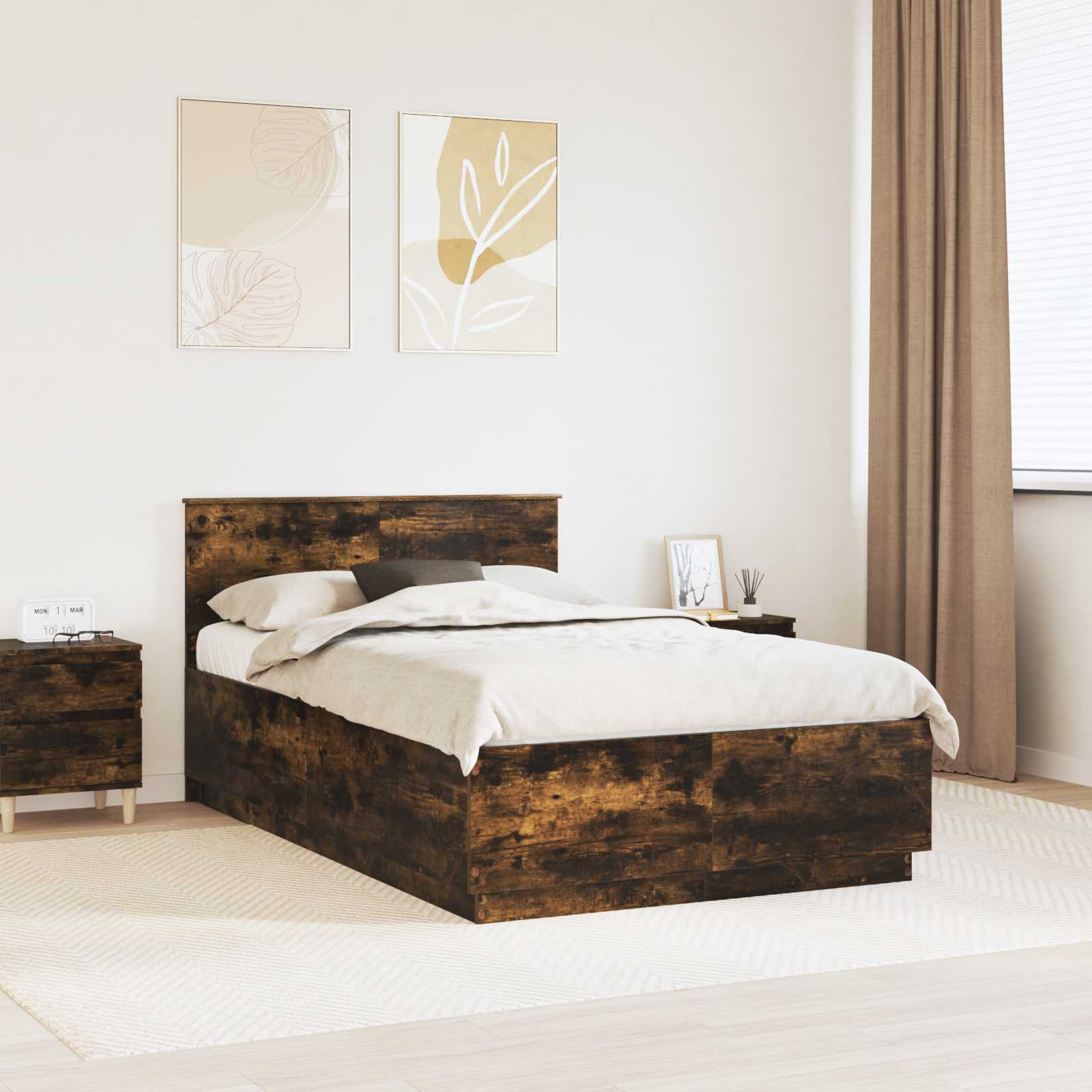 vidaXL Bedframe met LED-striplichten Wit 200 x 200 cm Bewerkt hout