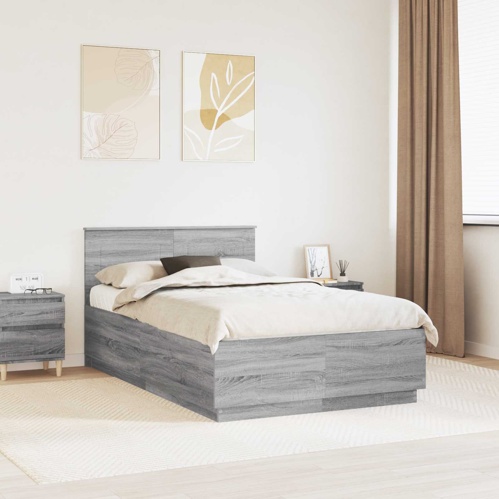 vidaXL Bedframe met LED-striplichten Wit 200 x 200 cm Bewerkt hout
