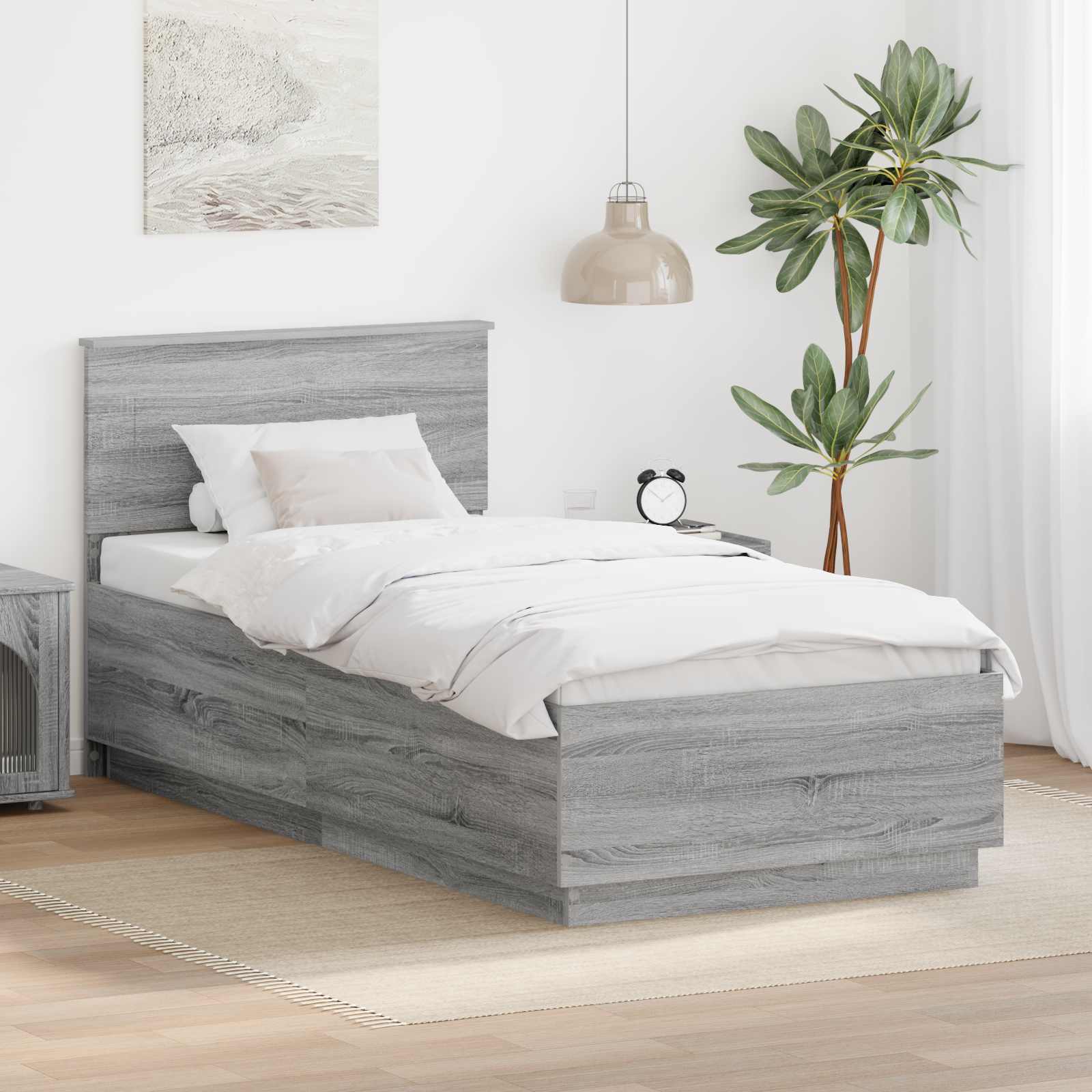 vidaXL Bedframe met LED-striplichten Wit 200 x 200 cm Bewerkt hout
