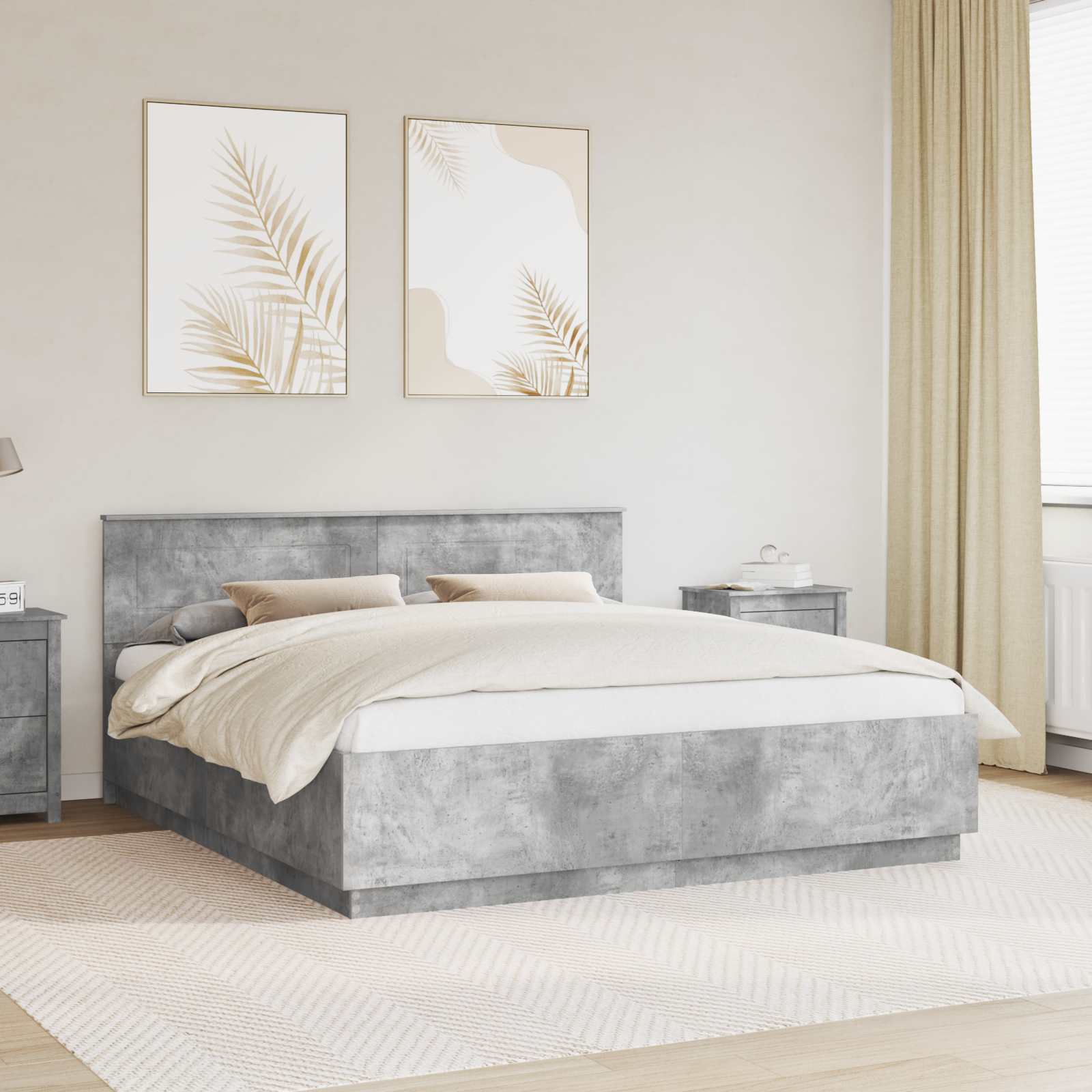 vidaXL Bedframe met hoofdeinde Wit 200 x 200 cm Bewerkt hout