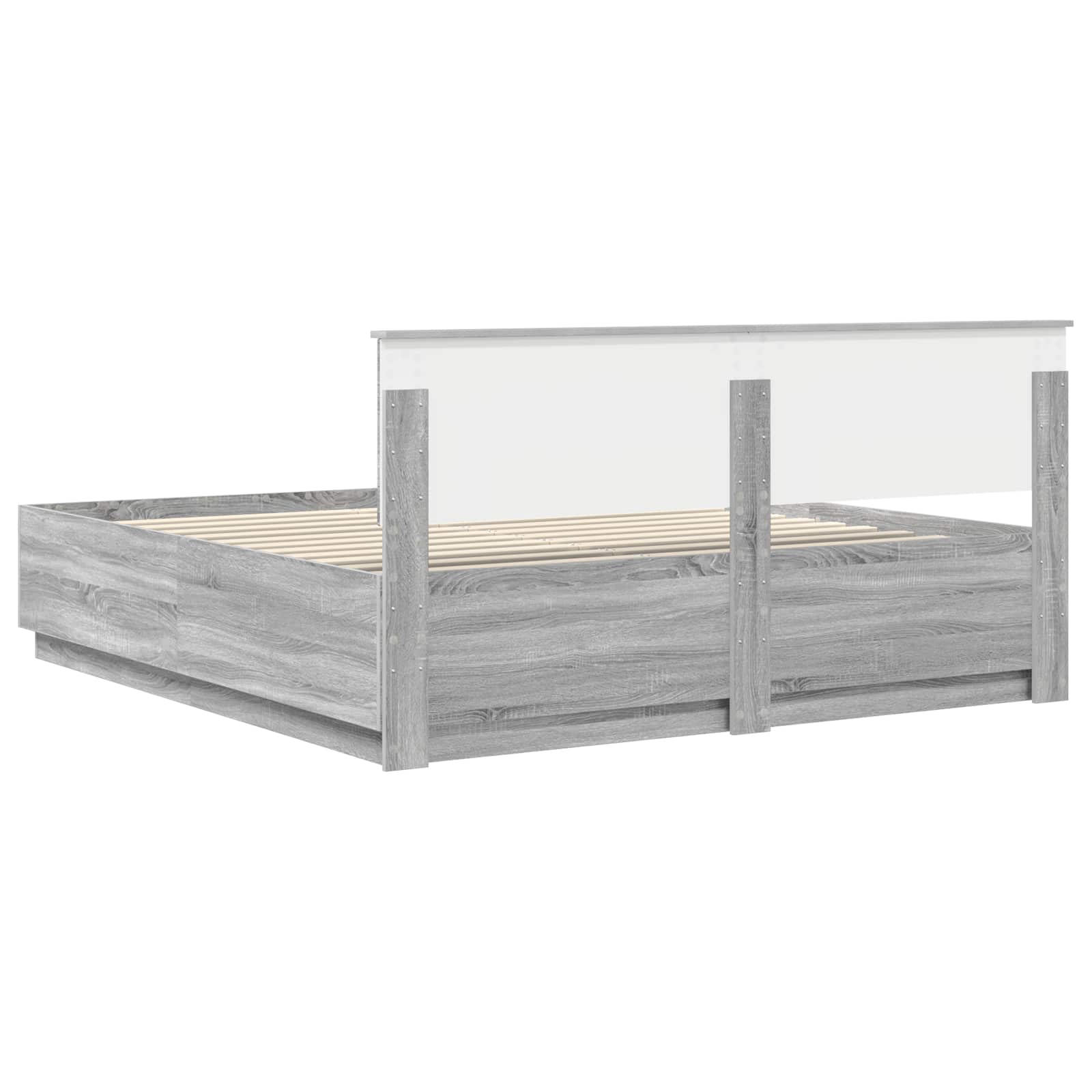vidaXL Bedframe met hoofdeinde Wit 200 x 200 cm Bewerkt hout