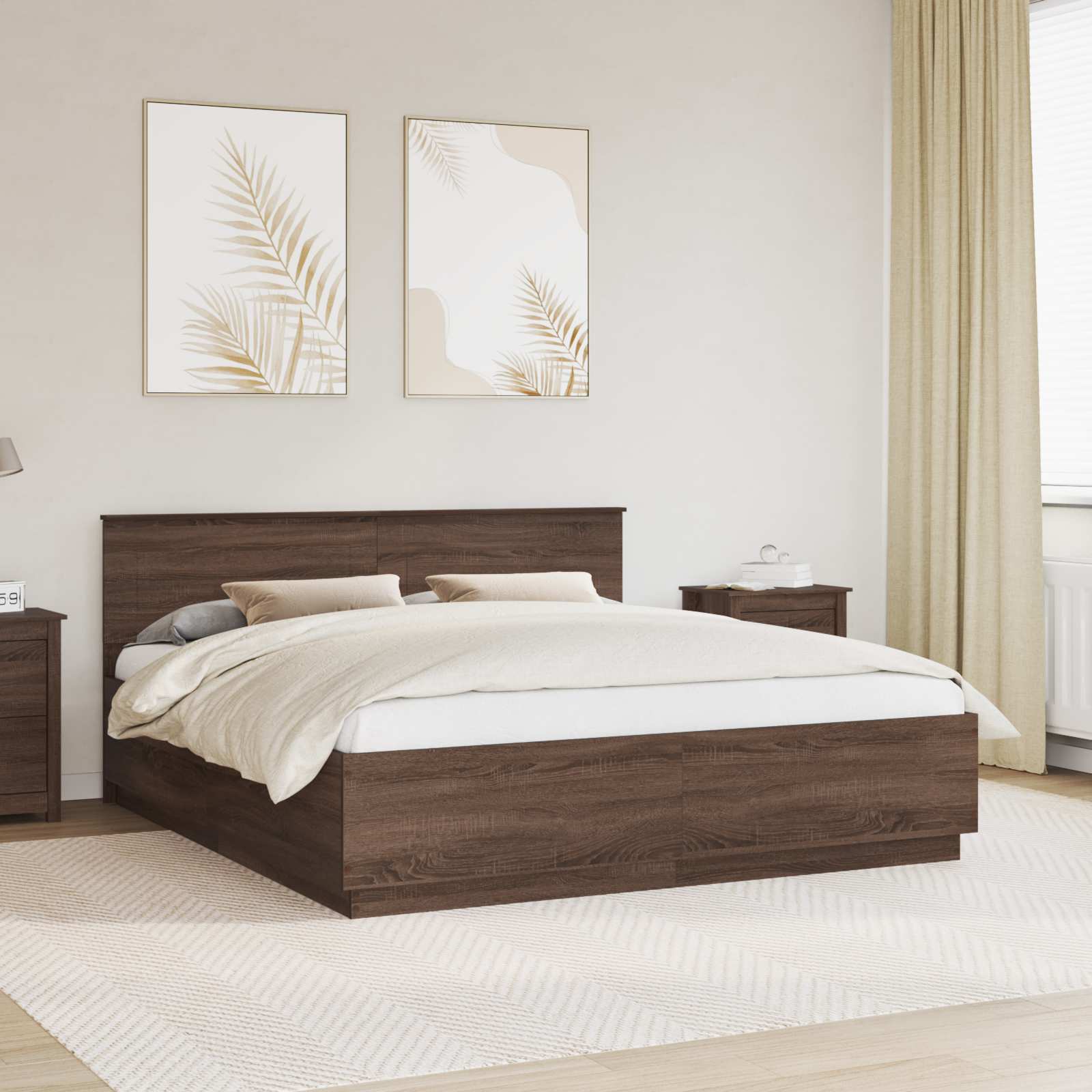 vidaXL Bedframe met hoofdeinde Wit 200 x 200 cm Bewerkt hout