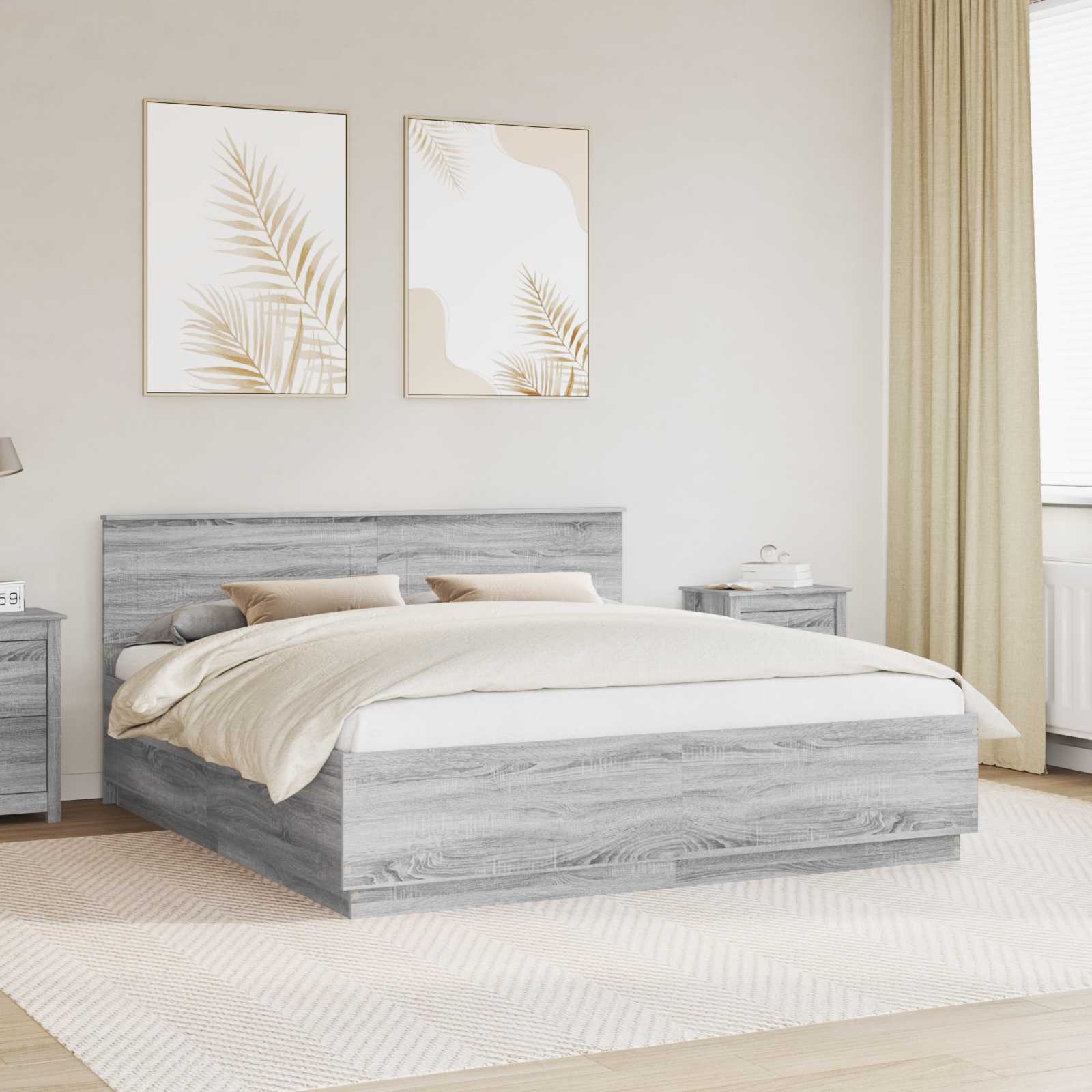 vidaXL Bedframe met hoofdeinde Wit 200 x 200 cm Bewerkt hout