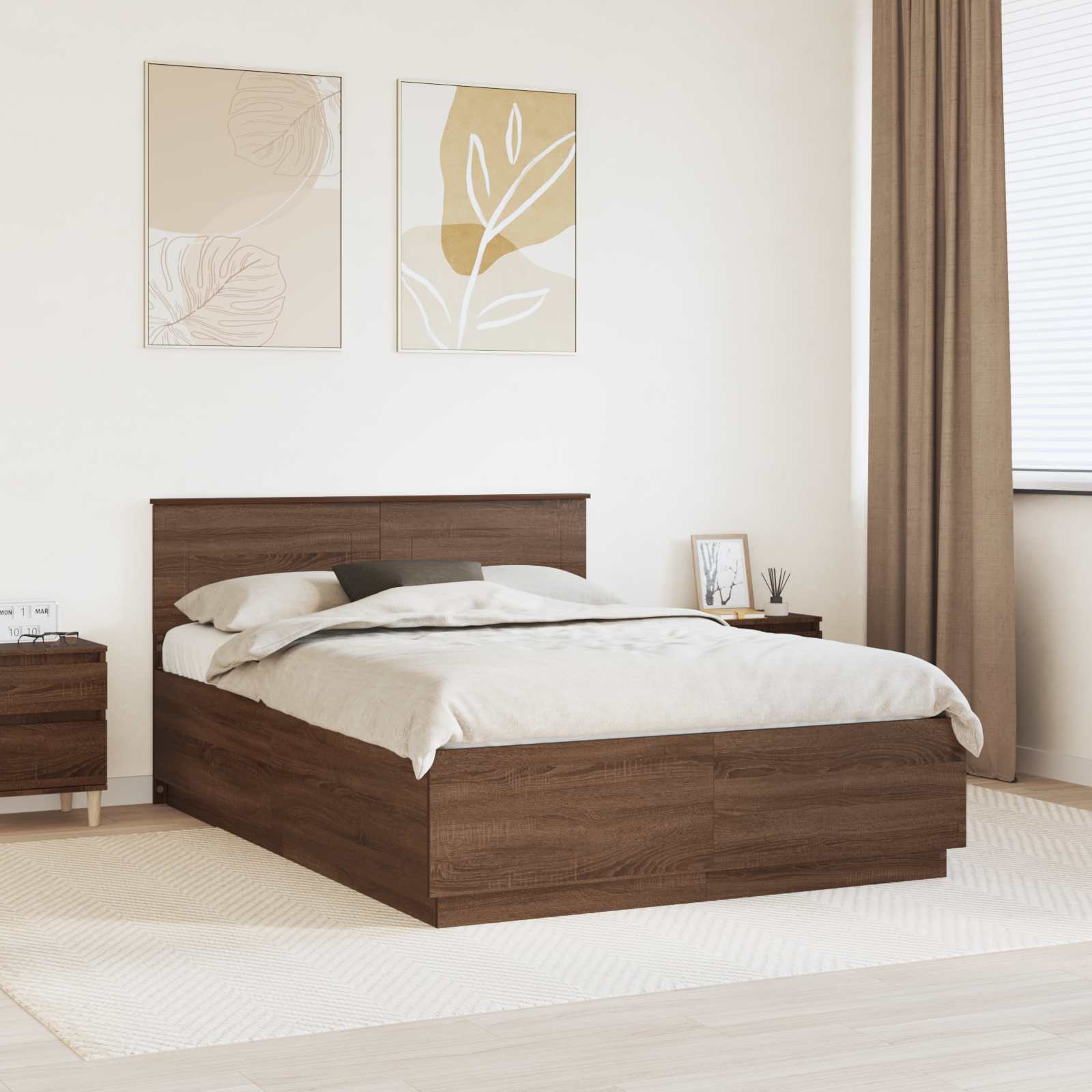vidaXL Bedframe met hoofdeinde Wit 200 x 200 cm Bewerkt hout