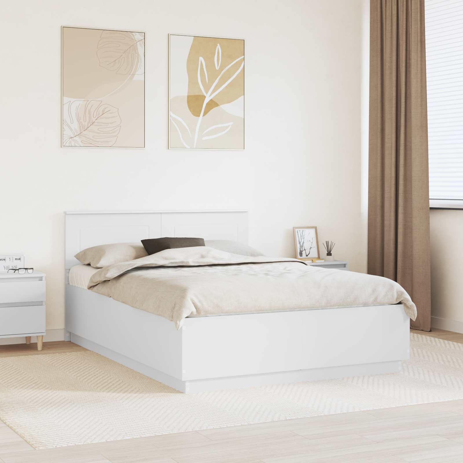 vidaXL Bedframe met hoofdeinde Wit 200 x 200 cm Bewerkt hout